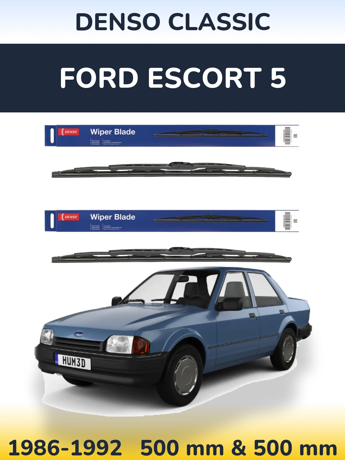 Комплект передніх щіток Denso Classic 500 & 500 мм для Ford Escort 5 1986-1992