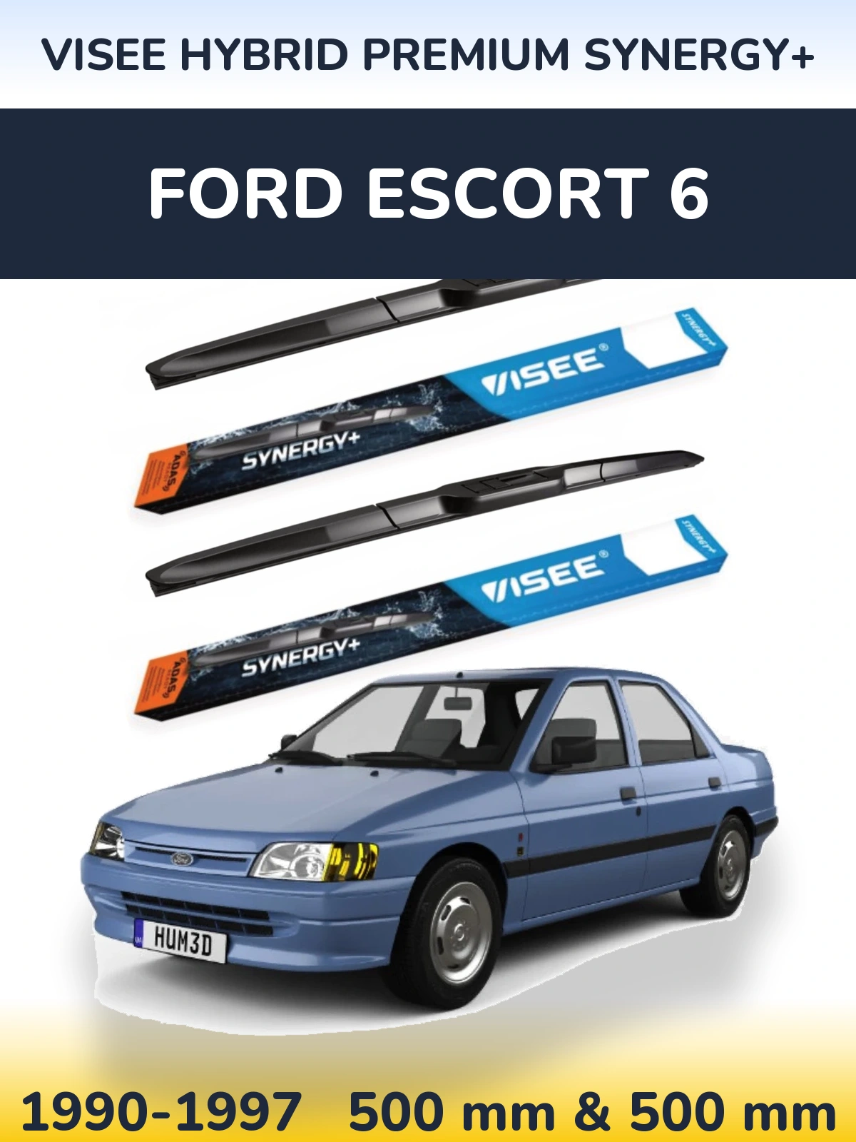 Sada předních stěračů VISEE HYBRID PREMIUM SYNERGY+ 500 a 500 mm pro Ford Escort 6 1990-1997