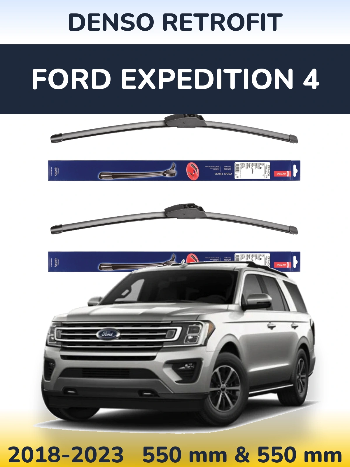 Sada předních stěračů Denso Retrofit 550 a 550 mm pro Ford Expedition 4 2018-2023