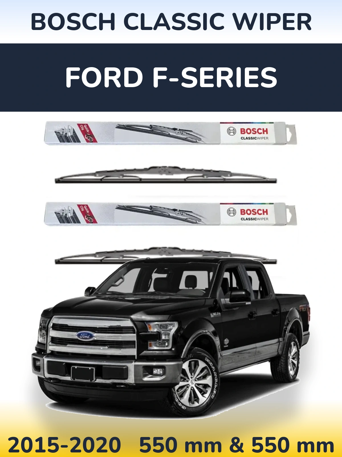 Sada předních stěračů BOSCH Classic Wiper 550 a 550 mm pro Ford F-series 2015-2020
