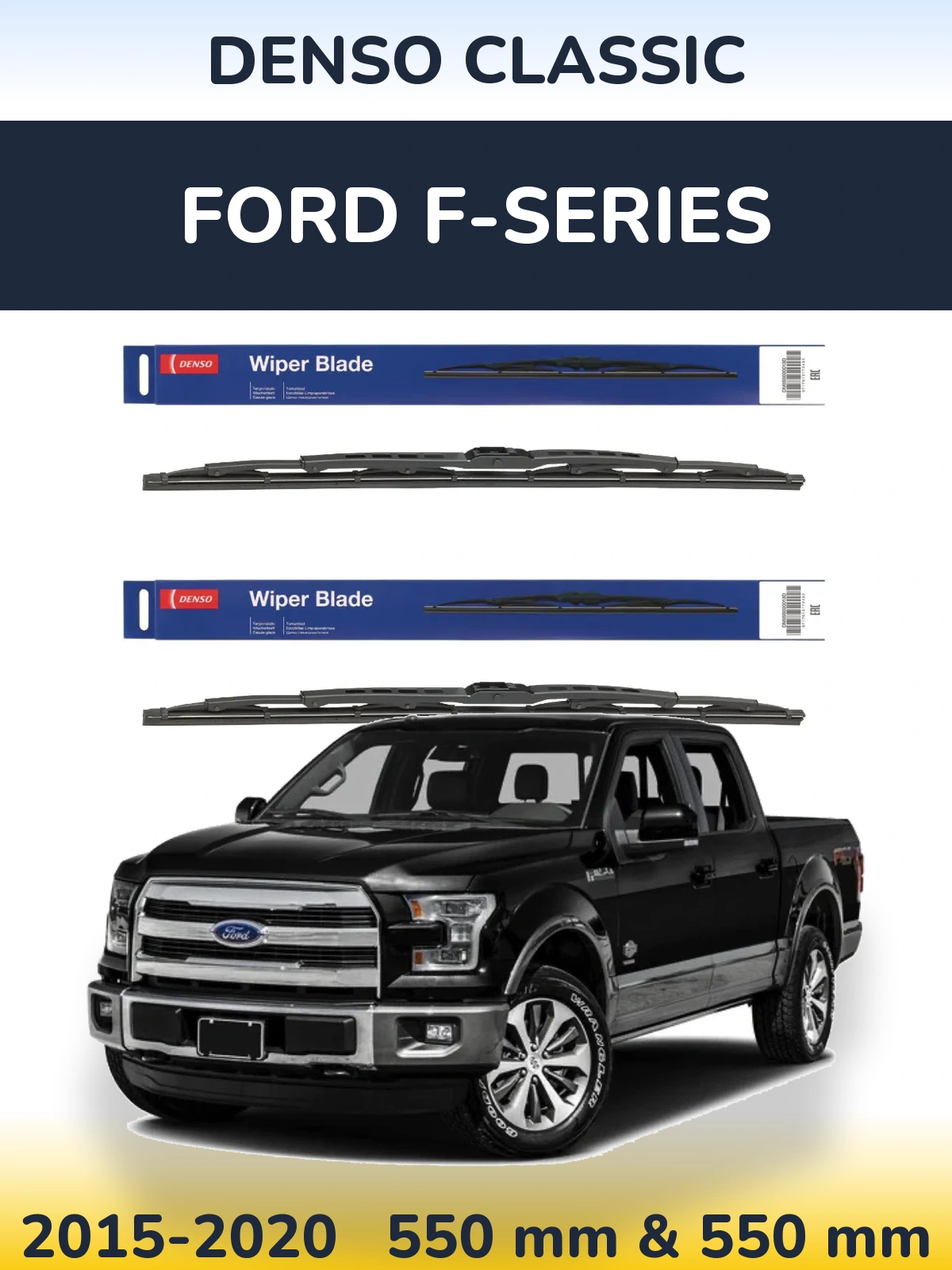 Sada předních stěračů Denso Classic 550 a 550 mm pro Ford F-series 2015-2020