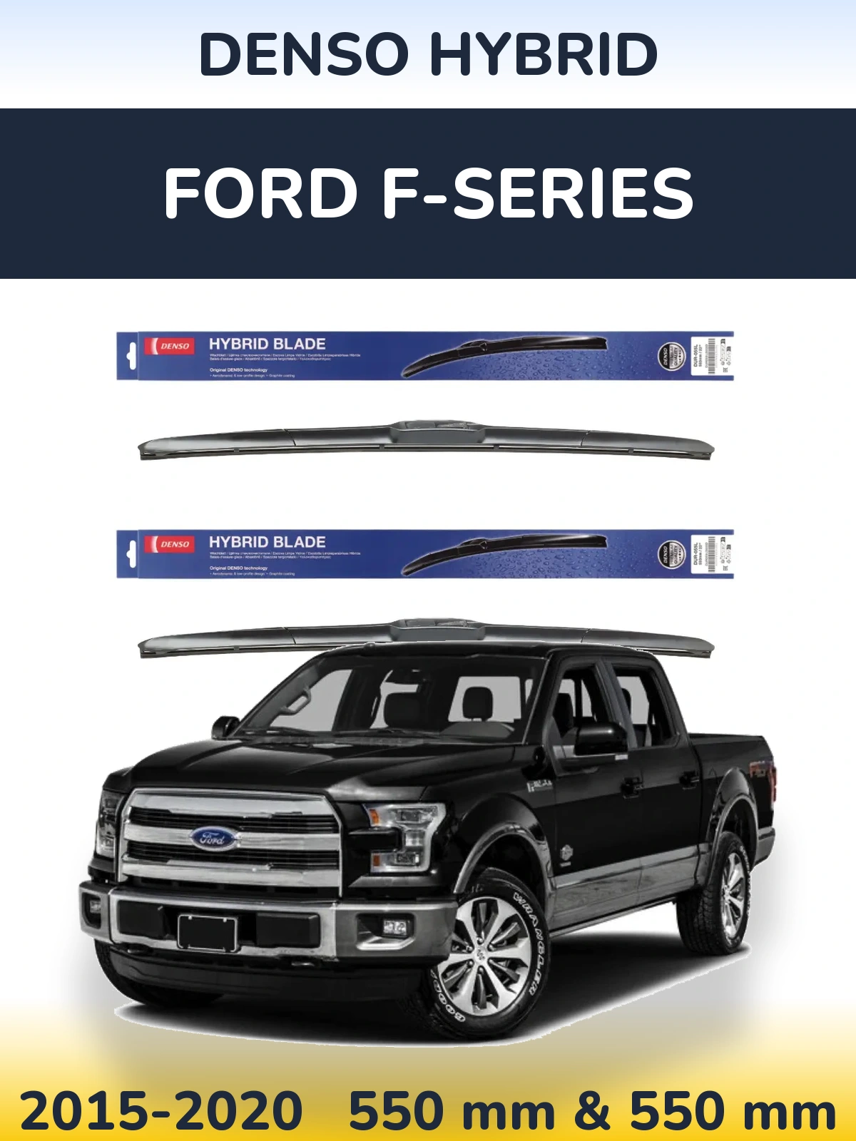 Sada předních stěračů Denso Hybrid 550 a 550 mm pro Ford F-series 2015-2020