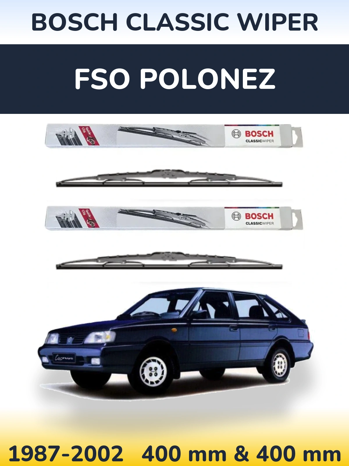 Sada předních stěračů BOSCH Classic Wiper 400 a 400 mm pro FSO Polonez 1987-2002