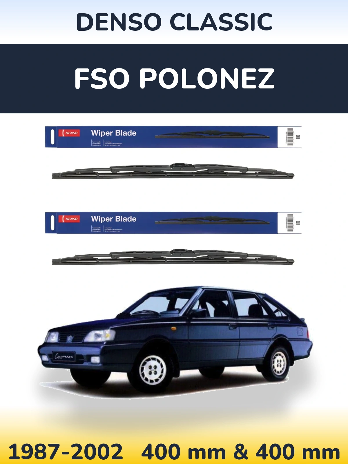 Sada předních stěračů Denso Classic 400 a 400 mm pro FSO Polonez 1987-2002