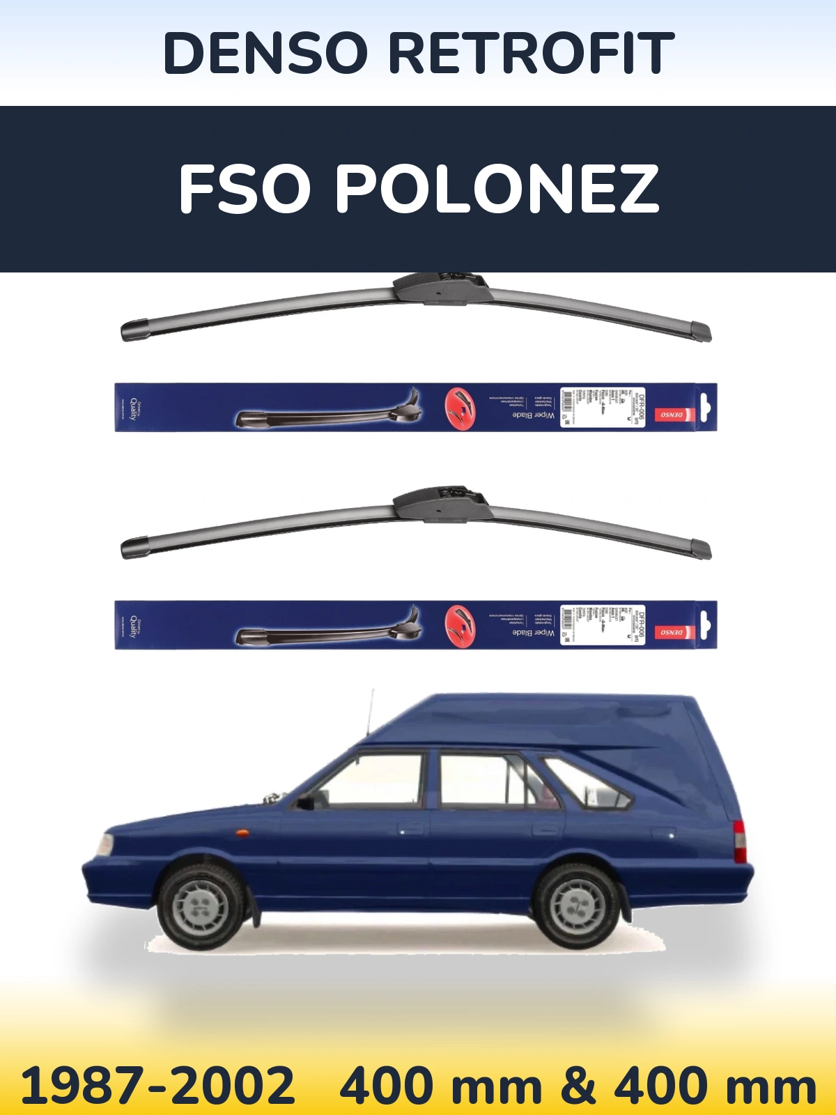 Sada předních stěračů Denso Retrofit 400 a 400 mm pro FSO Polonez 1987-2002