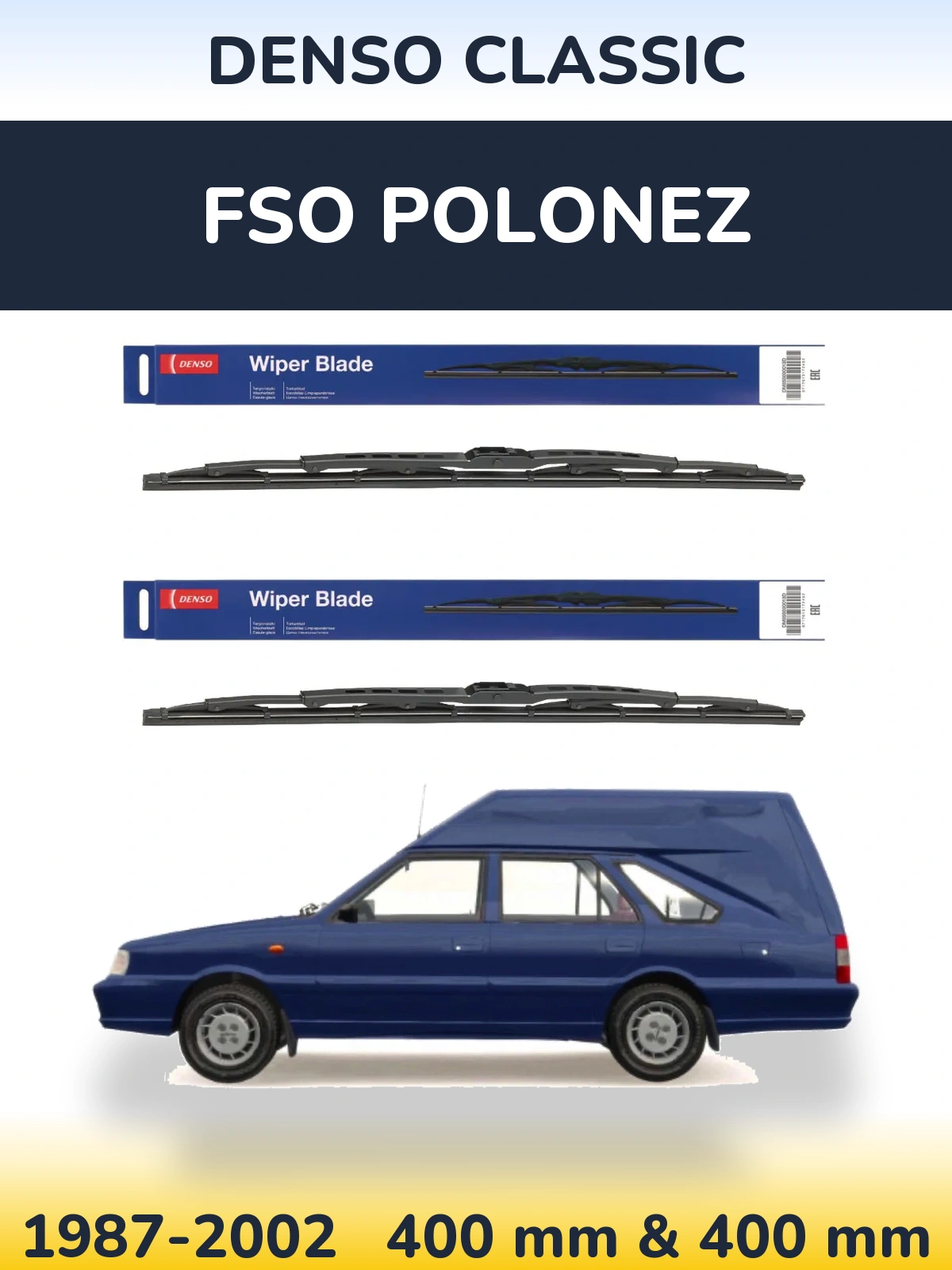 Sada předních stěračů Denso Classic 400 a 400 mm pro FSO Polonez 1987-2002