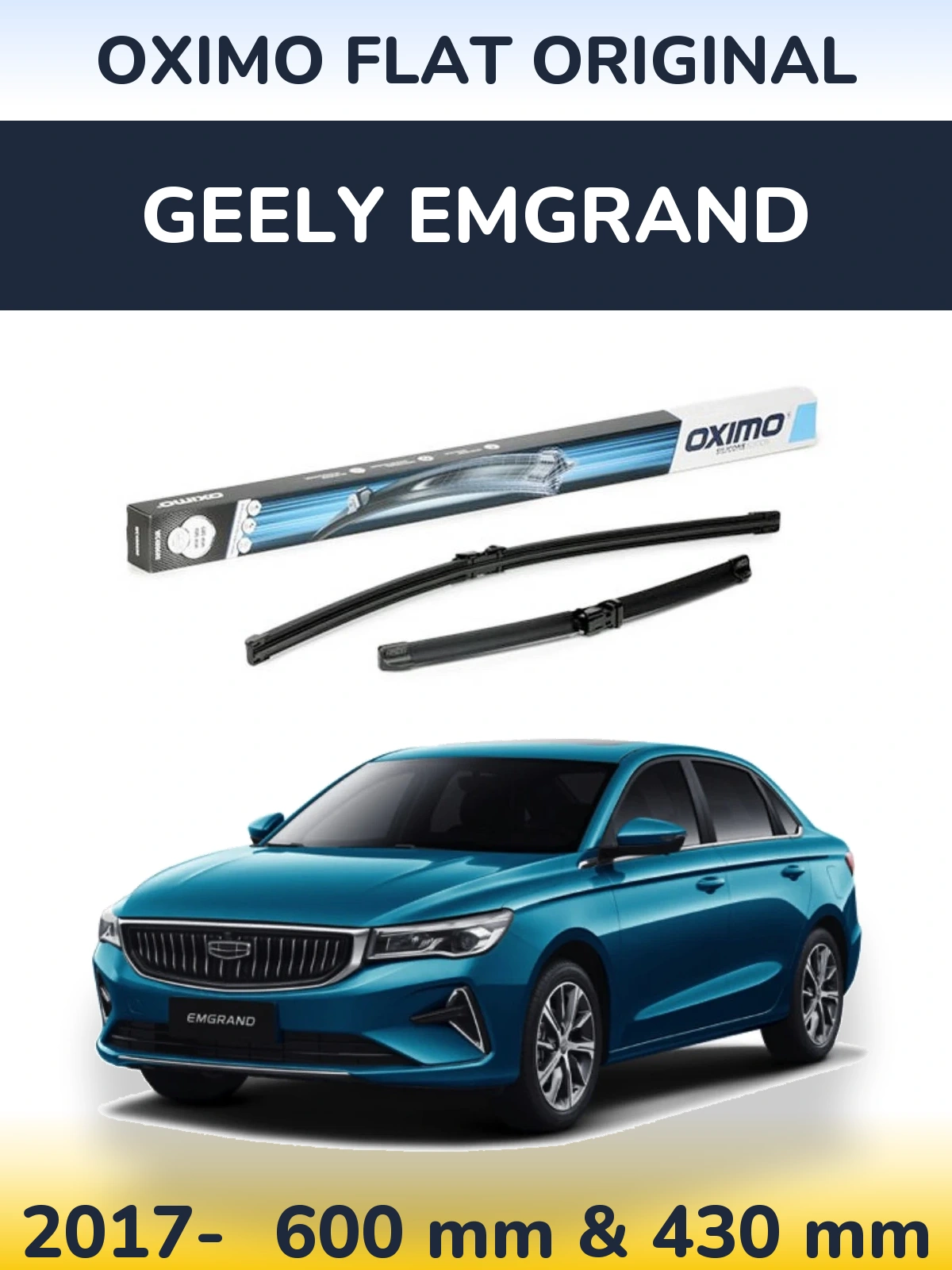 Sada předních stěračů Oximo Flat Original 600 a 400 mm pro Geely Emgrand 2017-2026