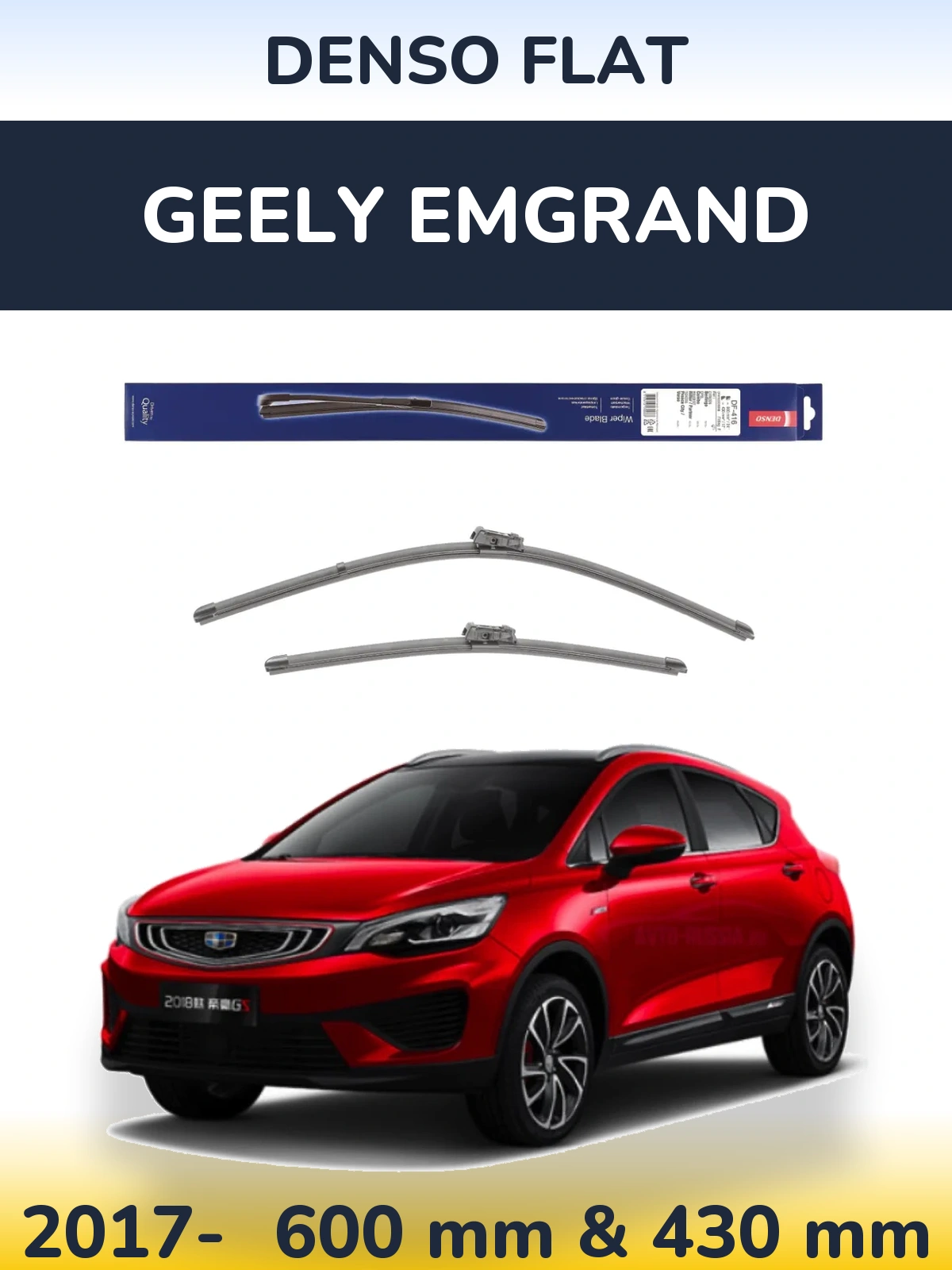 Sada předních stěračů Denso Flat 600 a 430 mm pro Geely Emgrand 2017-2026