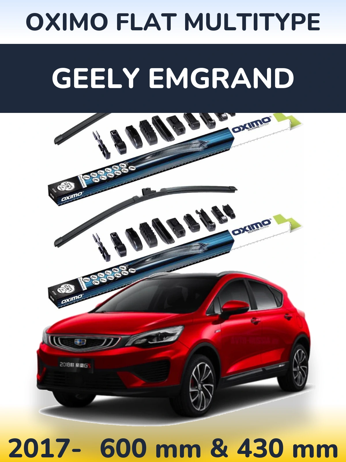 Sada předních stěračů Oximo Flat MultiType 600 a 430 mm pro Geely Emgrand 2017-2026