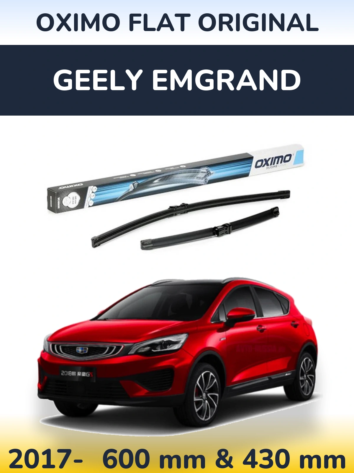 Sada předních stěračů Oximo Flat Original 600 a 400 mm pro Geely Emgrand 2017-2026