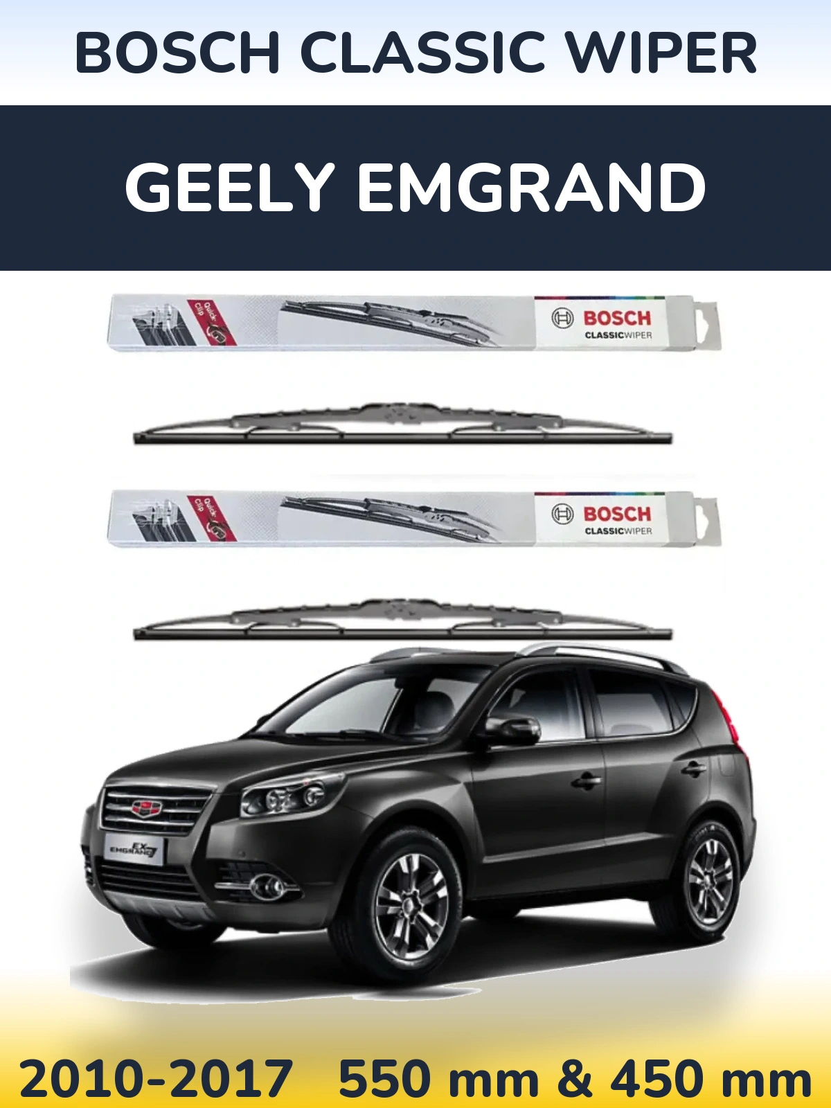 Sada předních stěračů BOSCH Classic Wiper 550 a 450 mm pro Geely Emgrand 2010-2017