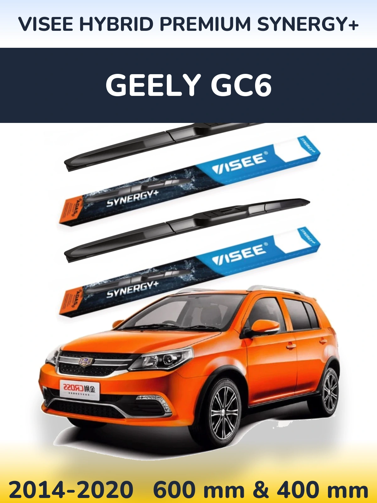 Sada předních stěračů VISEE HYBRID PREMIUM SYNERGY+ 600 a 400 mm pro Geely GC6 2014-2020