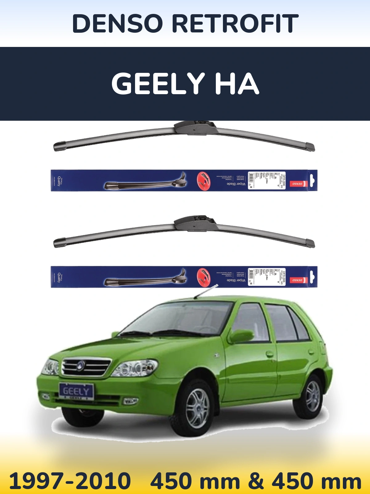 Sada předních stěračů Denso Retrofit 450 a 450 mm pro Geely HA 1997-2010