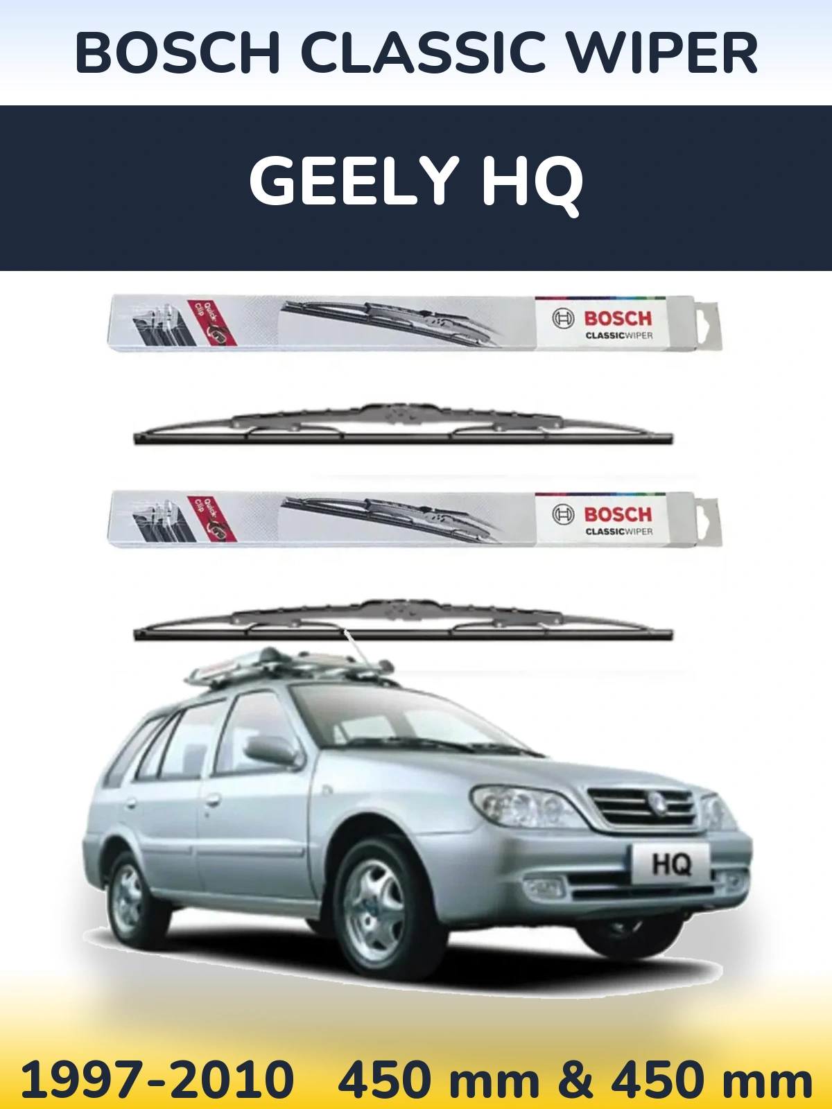 Sada předních stěračů BOSCH Classic Wiper 450 a 450 mm pro Geely HQ 1997-2010