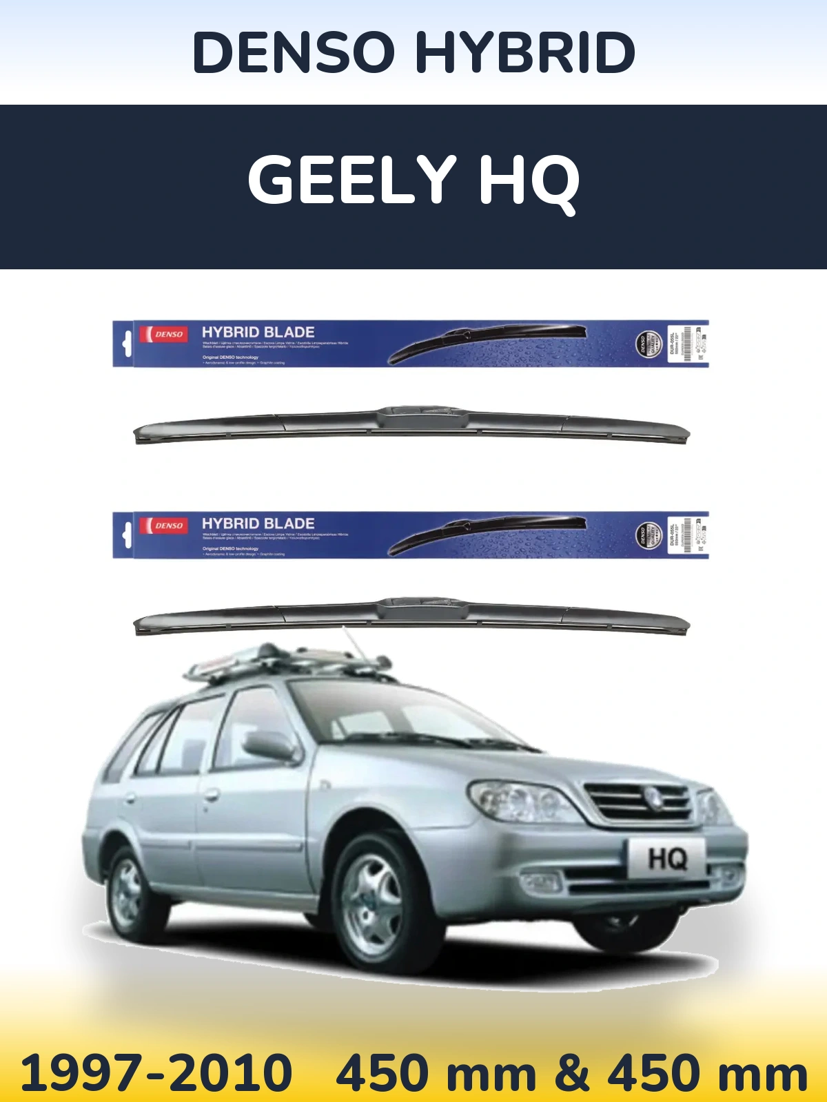 Sada předních stěračů Denso Hybrid 450 a 450 mm pro Geely HQ 1997-2010