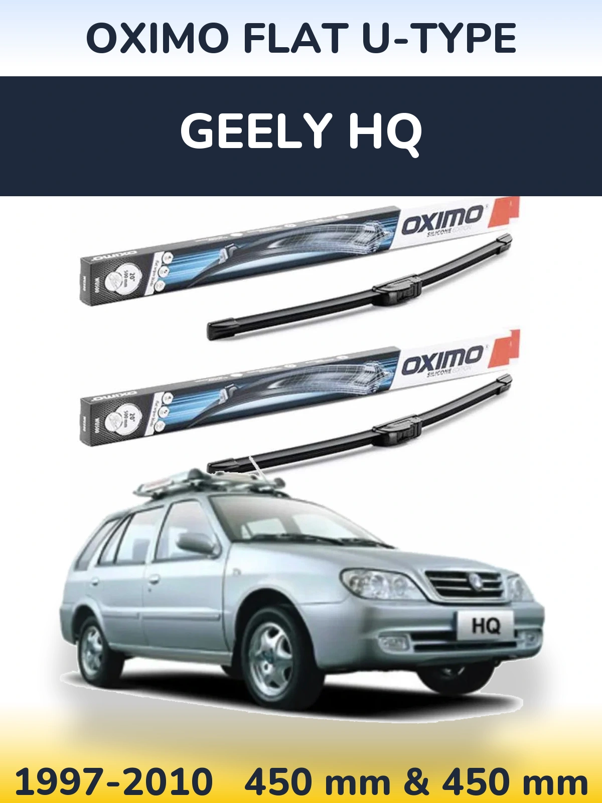 Sada předních stěračů Oximo Flat U-type 450 a 450 mm pro Geely HQ 1997-2010