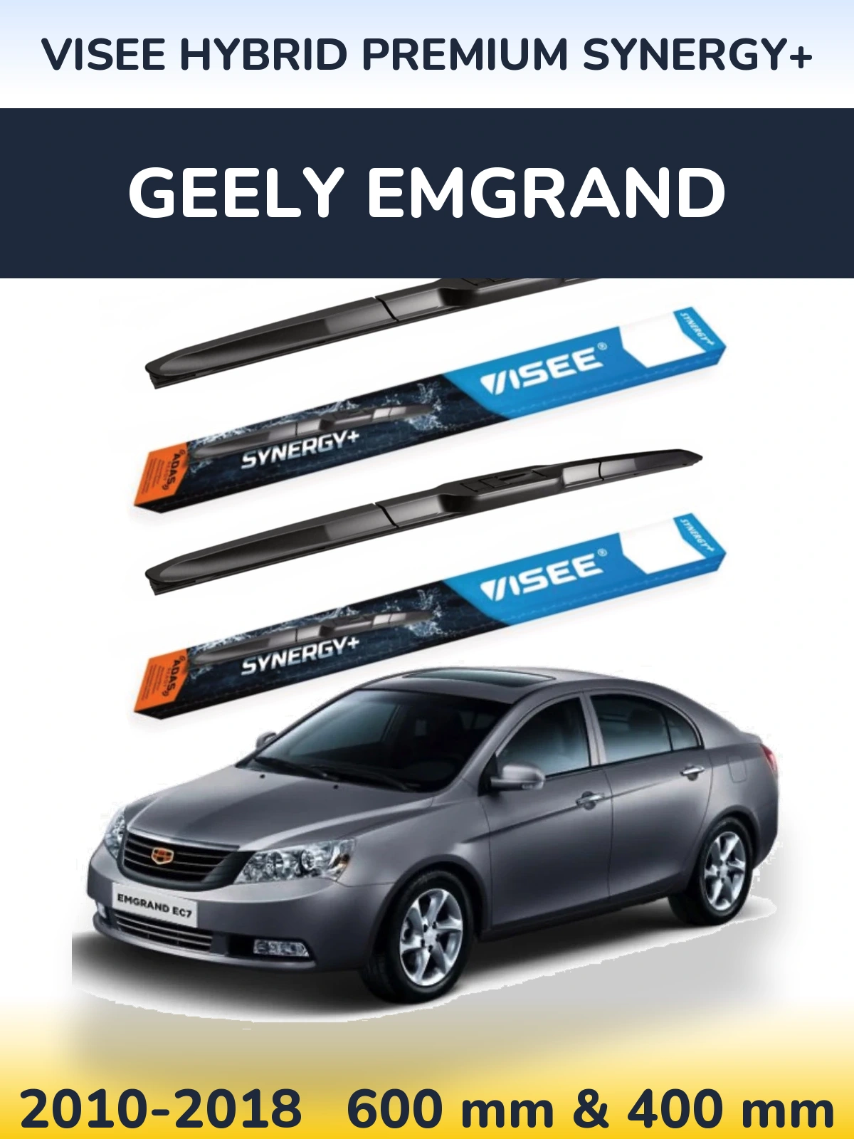Sada předních stěračů VISEE HYBRID PREMIUM SYNERGY+ 600 a 400 mm pro Geely Emgrand 2010-2018