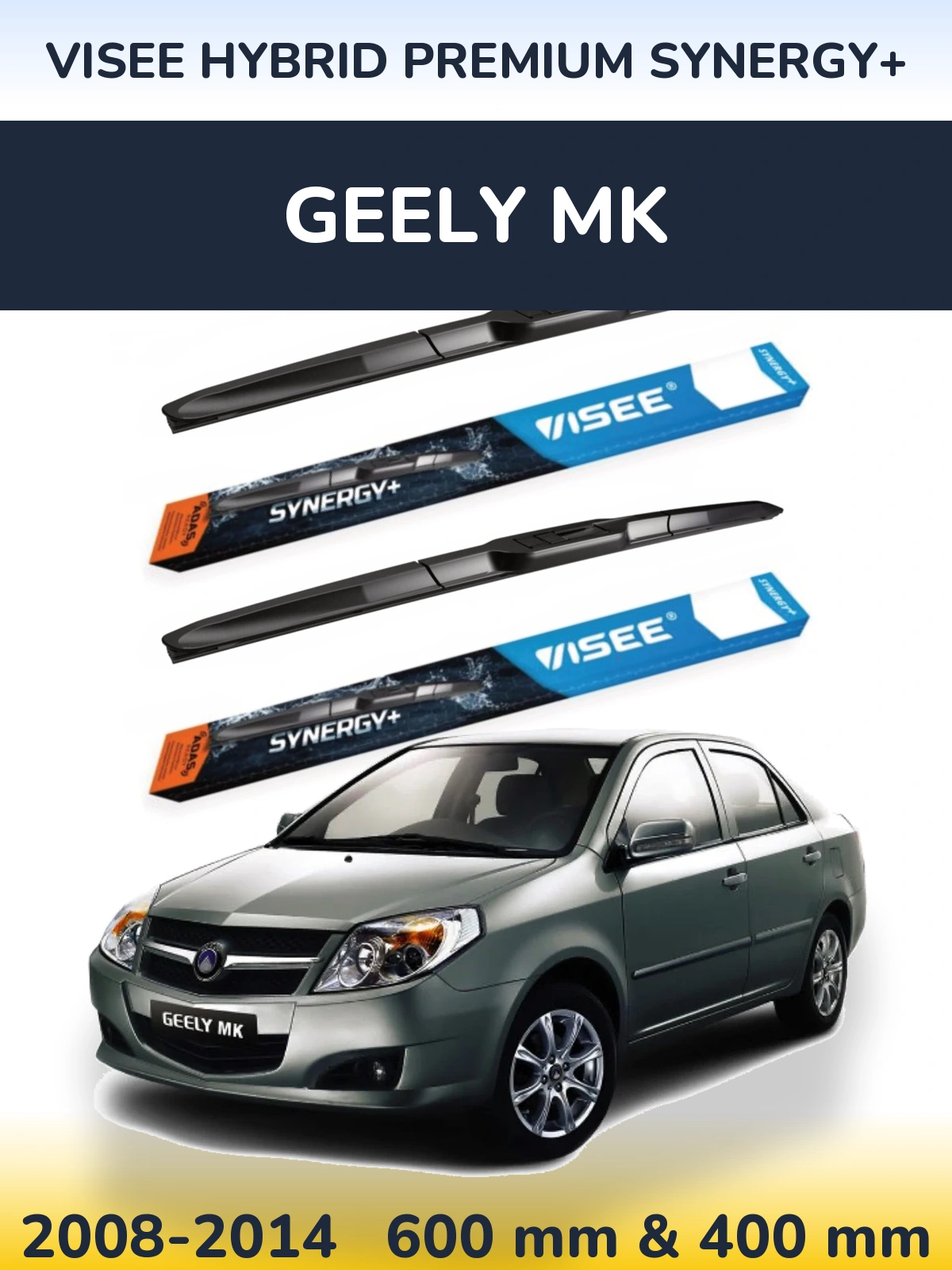 Sada předních stěračů VISEE HYBRID PREMIUM SYNERGY+ 600 a 400 mm pro Geely MK 2008-2014