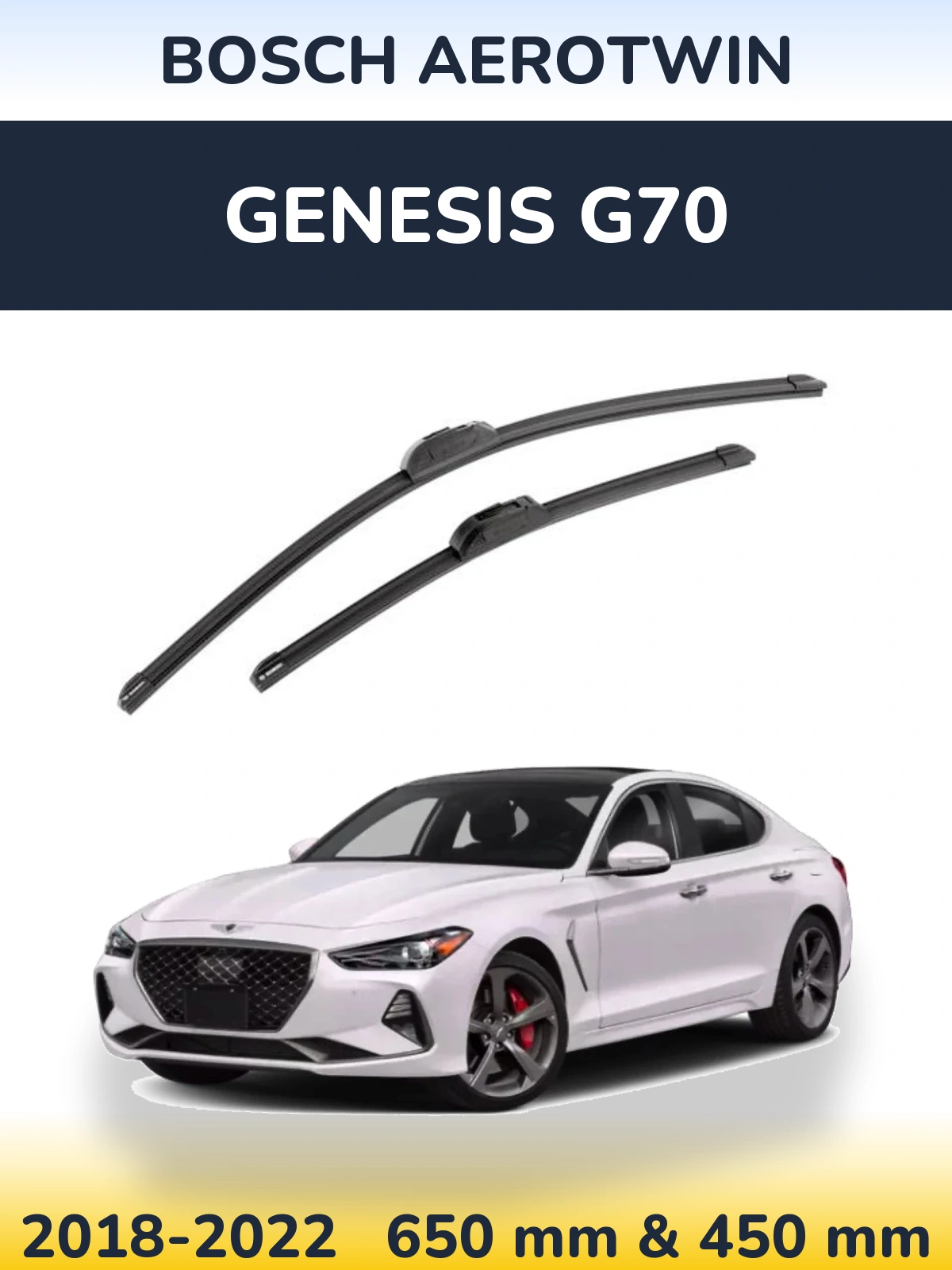 Sada předních stěračů BOSCH AeroTwin 650 a 450 mm pro Genesis G70 2018-2022