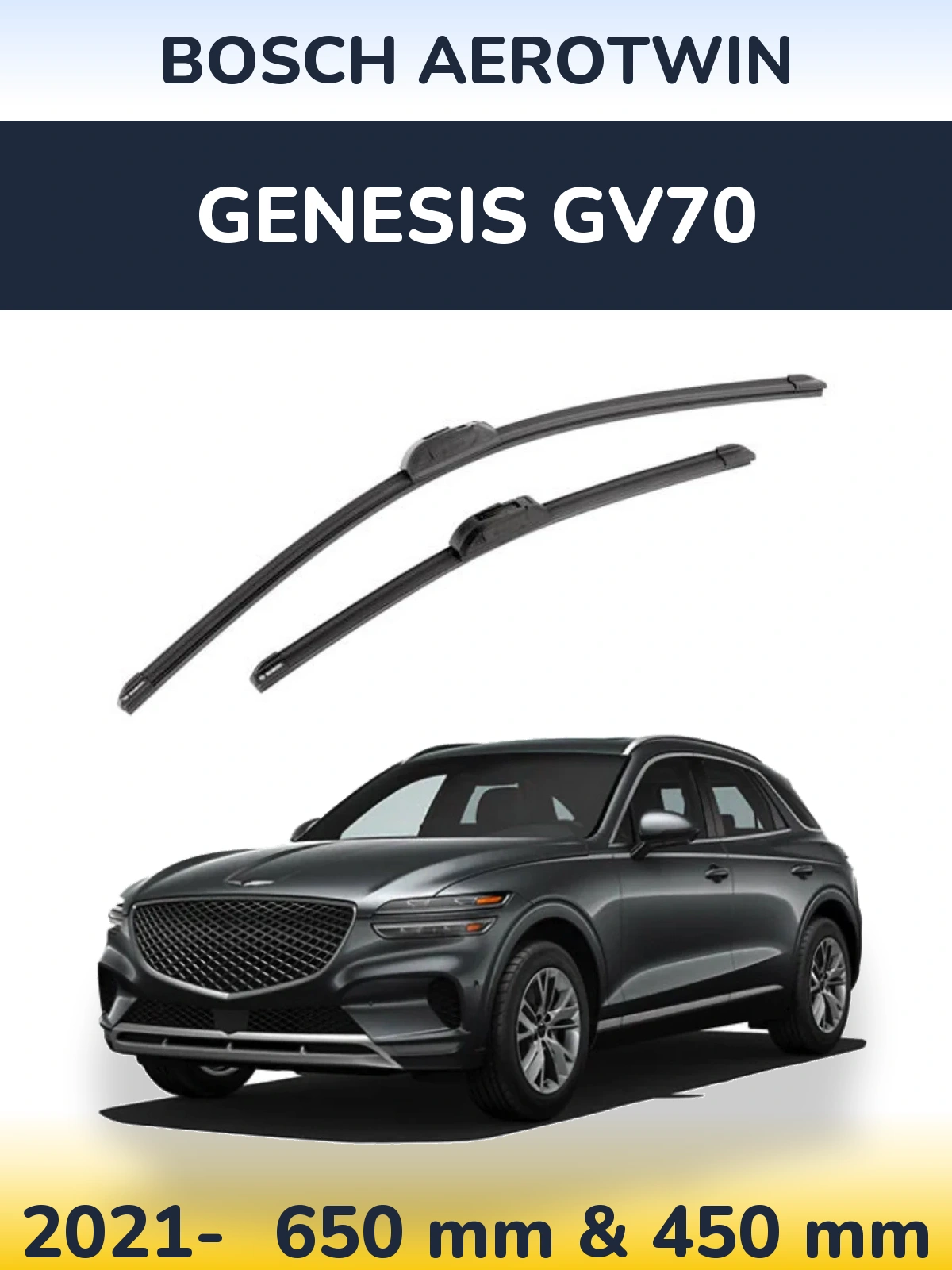 Sada předních stěračů BOSCH AeroTwin 650 a 450 mm pro Genesis GV70 2021-2026