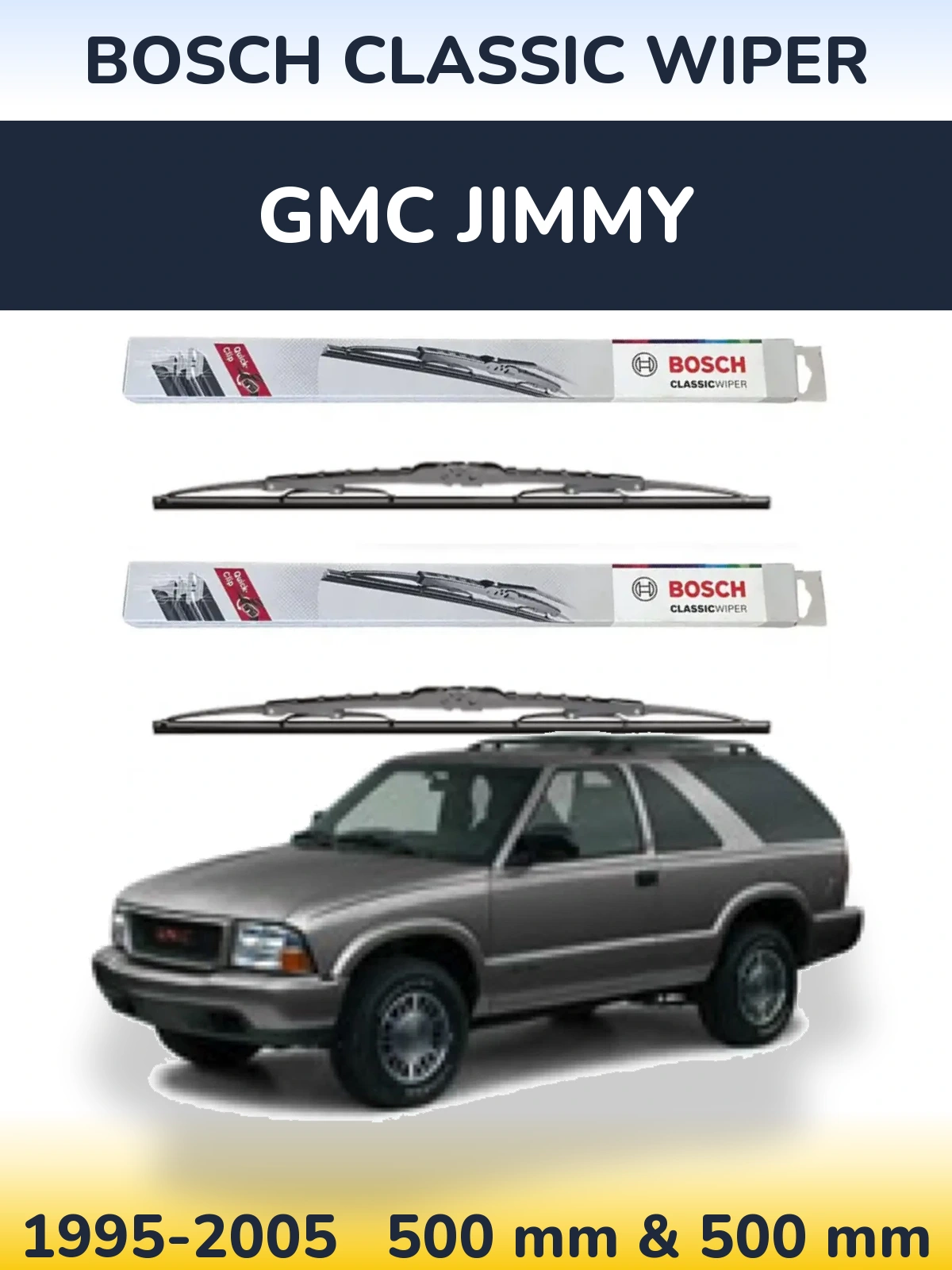 Sada předních stěračů BOSCH Classic Wiper 500 a 500 mm pro GMC Jimmy 1995-2005