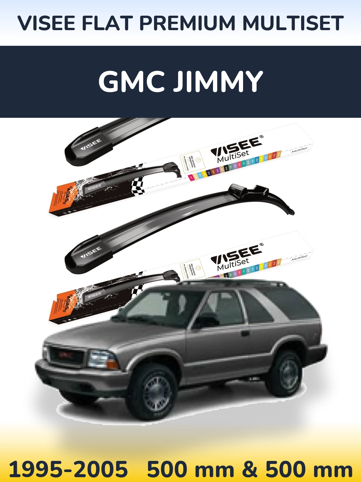Sada předních stěračů VISEE FLAT PREMIUM MultiSet 500 a 500 mm pro GMC Jimmy 1995-2005