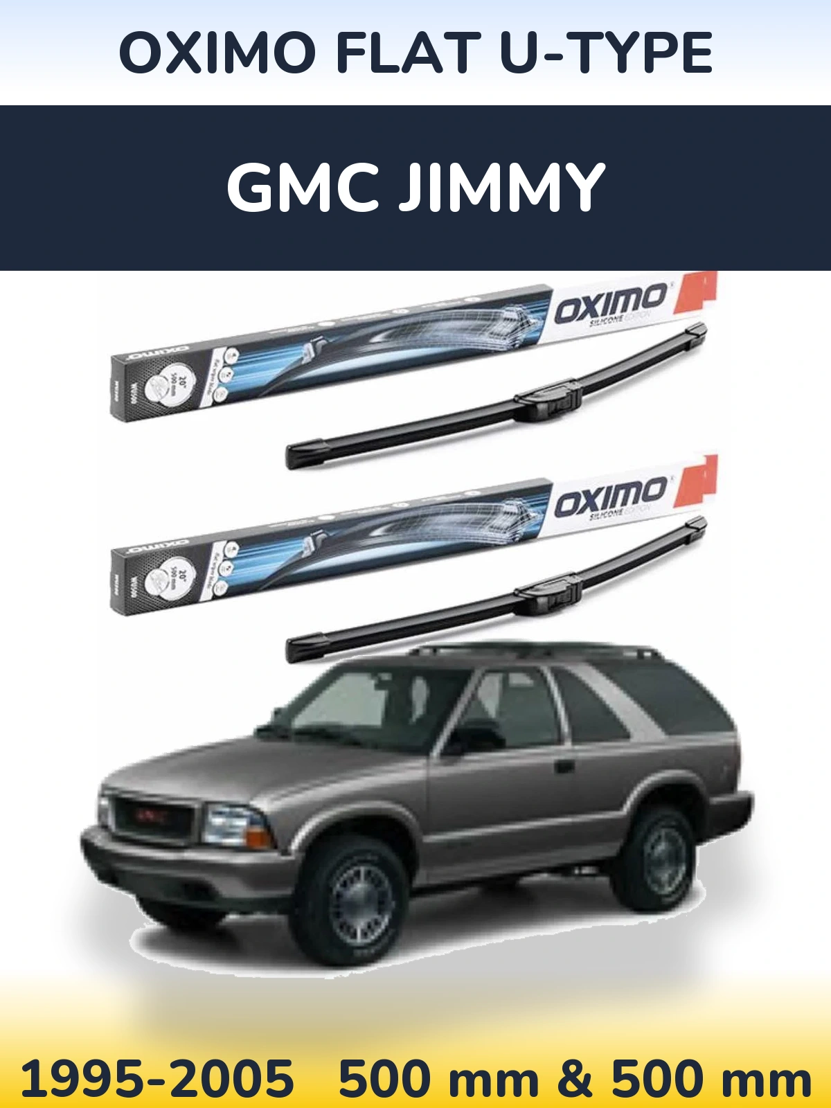 Sada předních stěračů Oximo Flat U-type 500 a 500 mm pro GMC Jimmy 1995-2005