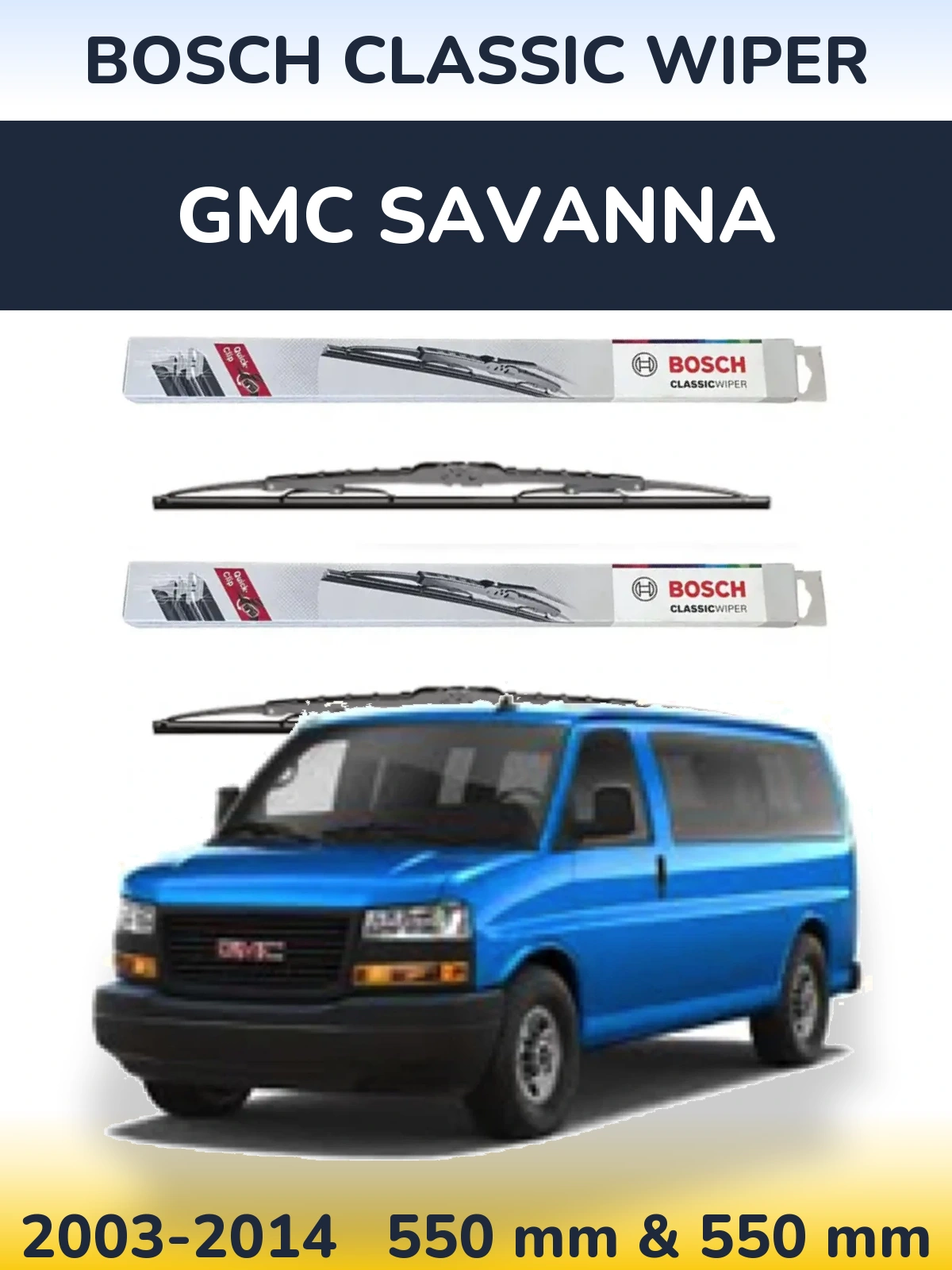 Sada předních stěračů BOSCH Classic Wiper 550 a 550 mm pro GMC Savanna 2003-2014