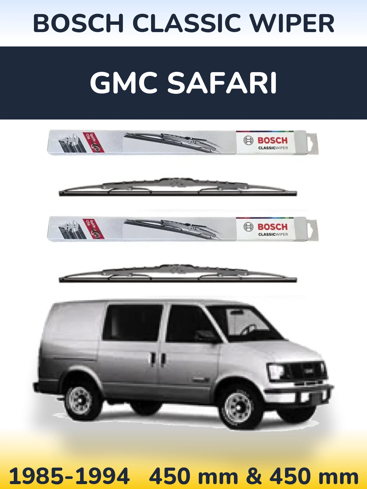 Sada předních stěračů BOSCH Classic Wiper 450 a 450 mm pro GMC Safari 1985-1994