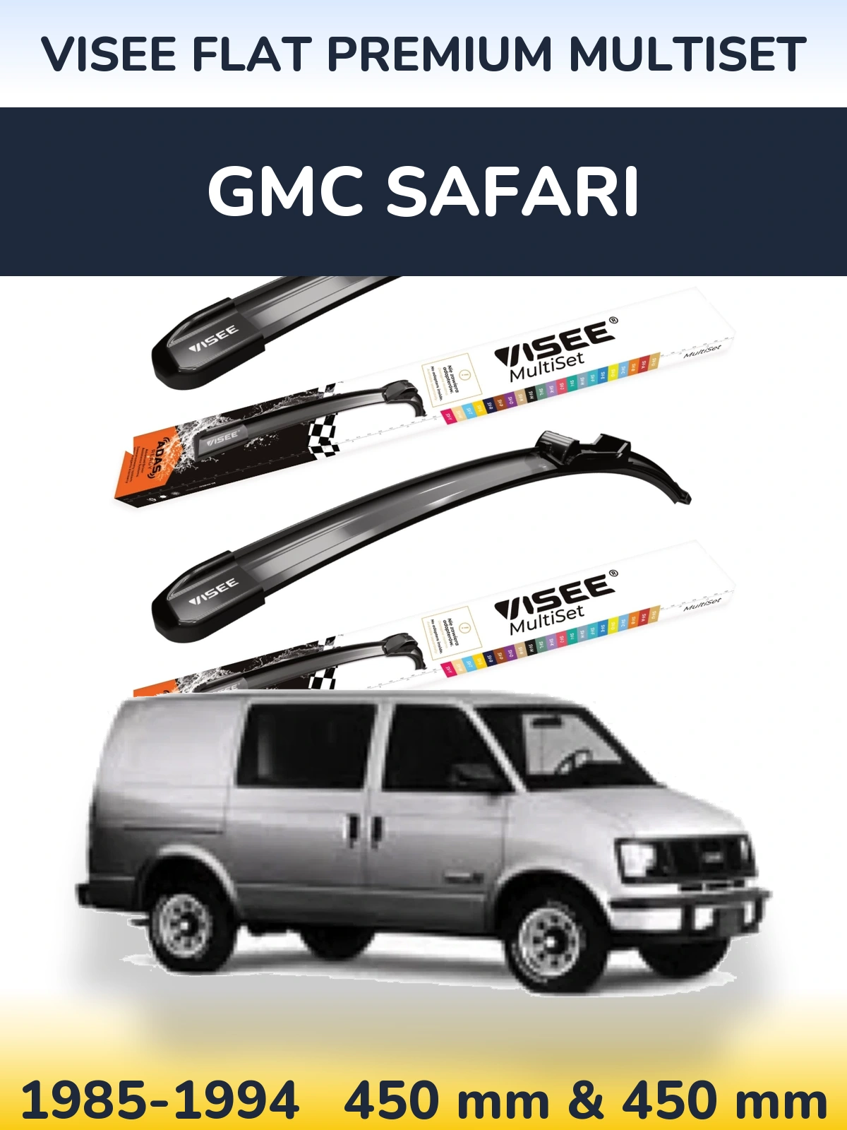 Sada předních stěračů VISEE FLAT PREMIUM MultiSet 450 a 450 mm pro GMC Safari 1985-1994