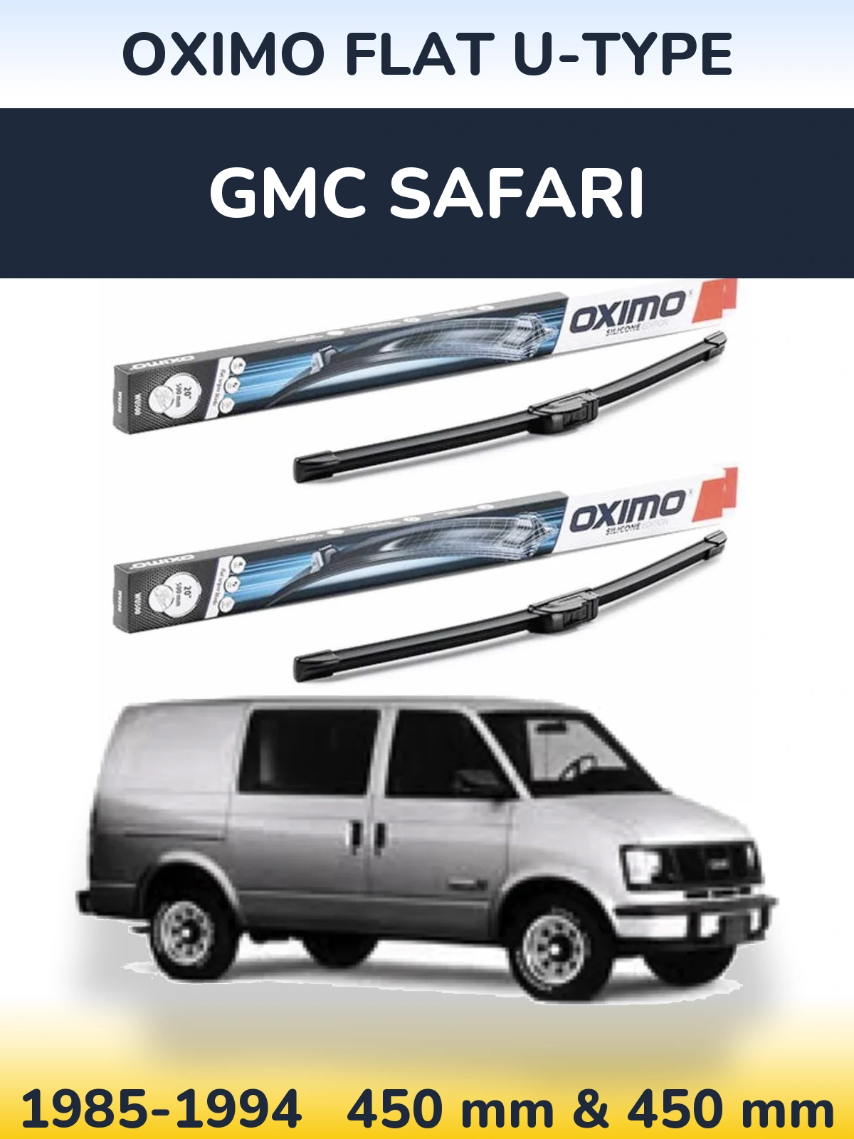 Sada předních stěračů Oximo Flat U-type 450 a 450 mm pro GMC Safari 1985-1994