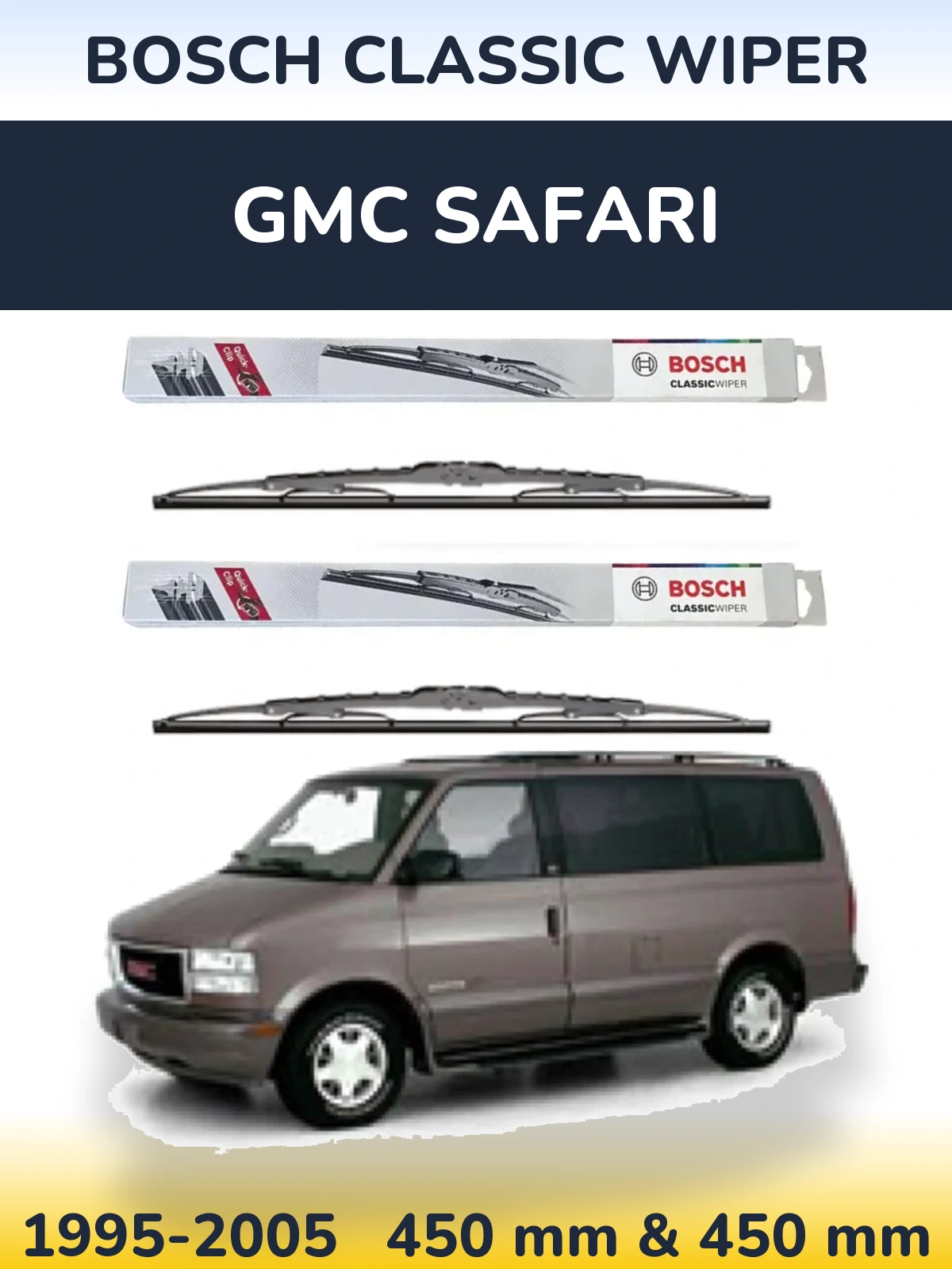 Sada předních stěračů BOSCH Classic Wiper 450 a 450 mm pro GMC Safari 1995-2005
