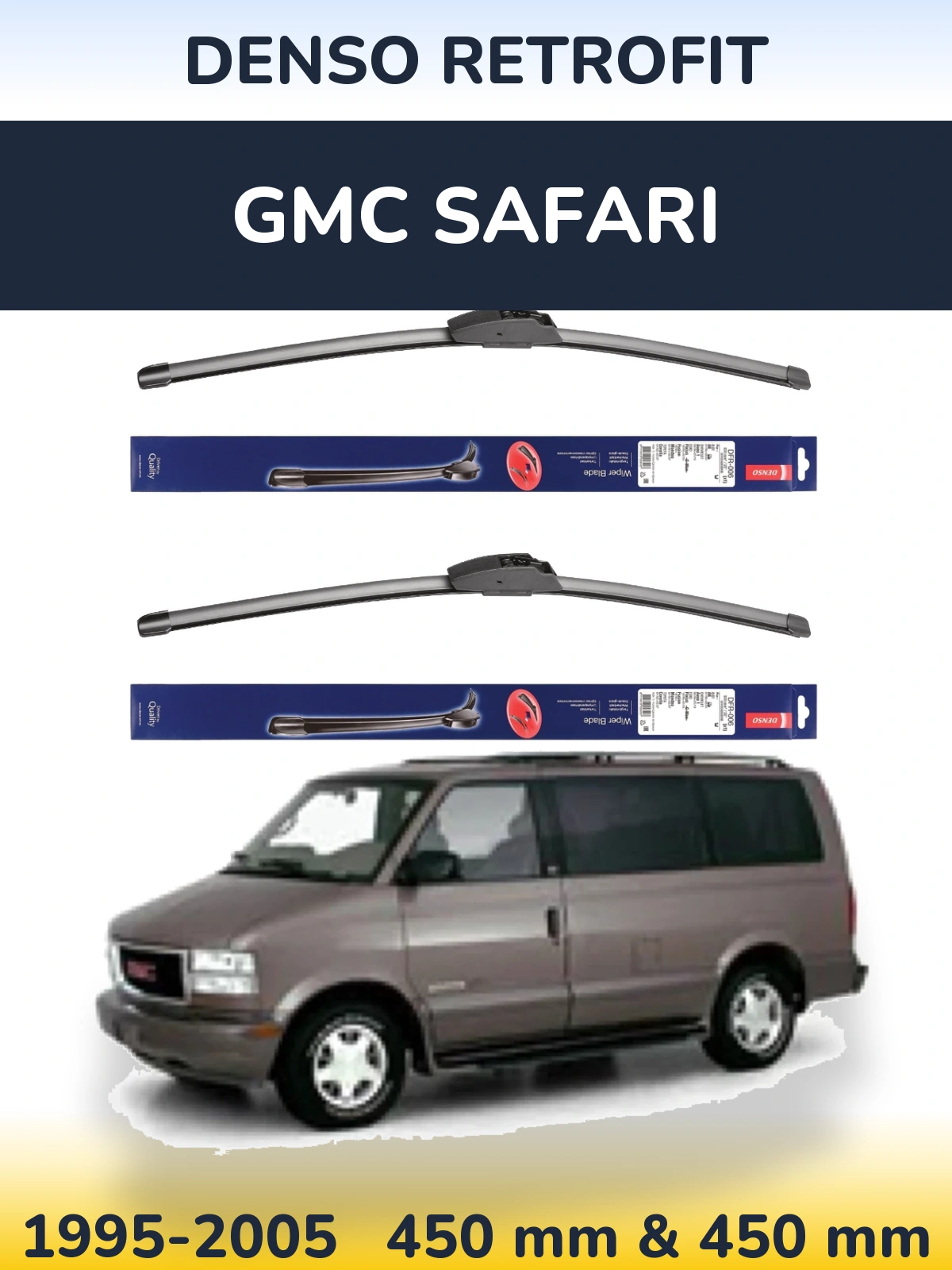 Sada předních stěračů Denso Retrofit 450 a 450 mm pro GMC Safari 1995-2005