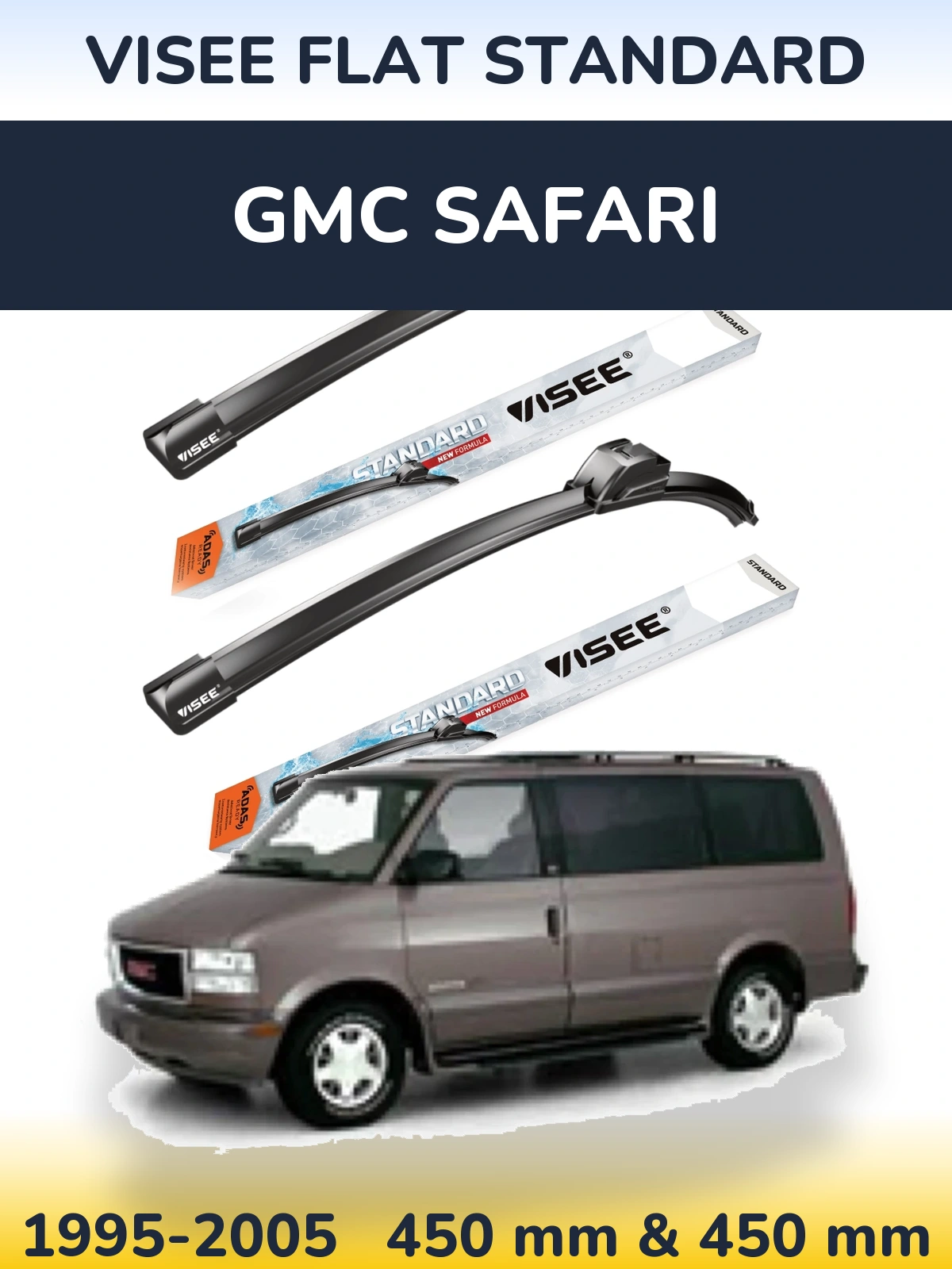 Sada předních stěračů VISEE FLAT STANDARD 450 a 450 mm pro GMC Safari 1995-2005