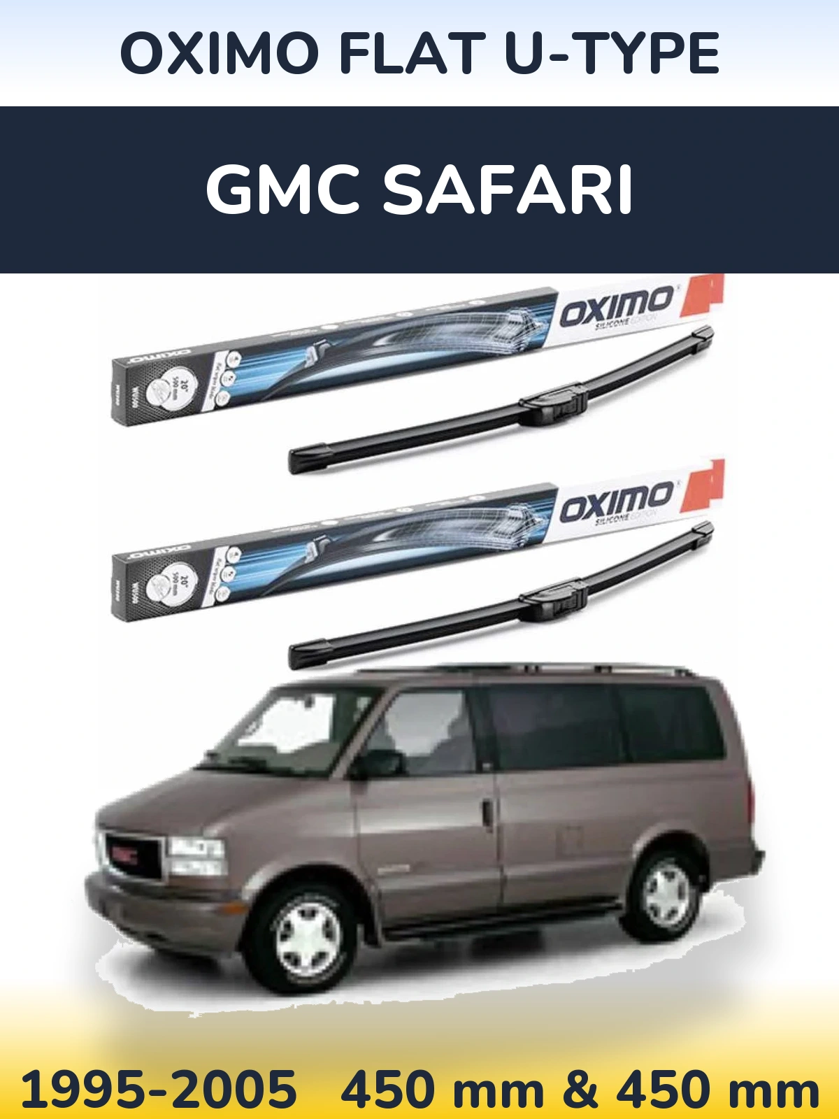 Sada předních stěračů Oximo Flat U-type 450 a 450 mm pro GMC Safari 1995-2005