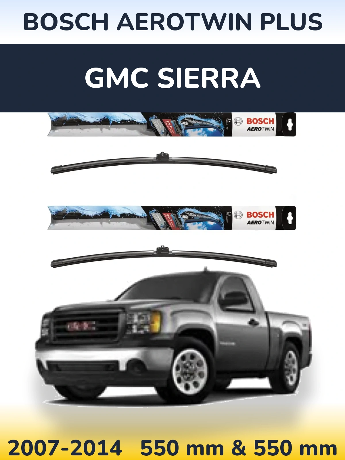Комплект передніх щіток BOSCH AeroTwin Plus 550 & 550 мм для GMC Sierra 2007-2014