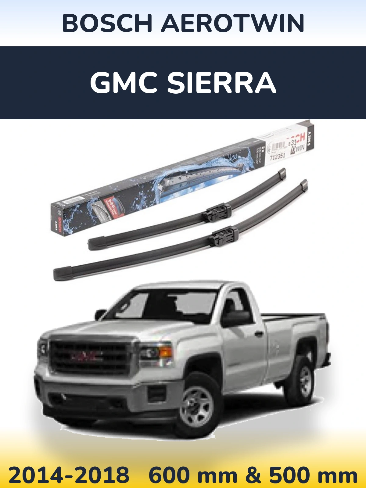 Sada předních stěračů BOSCH AeroTwin 600 a 500 mm pro GMC Sierra 2014-2018