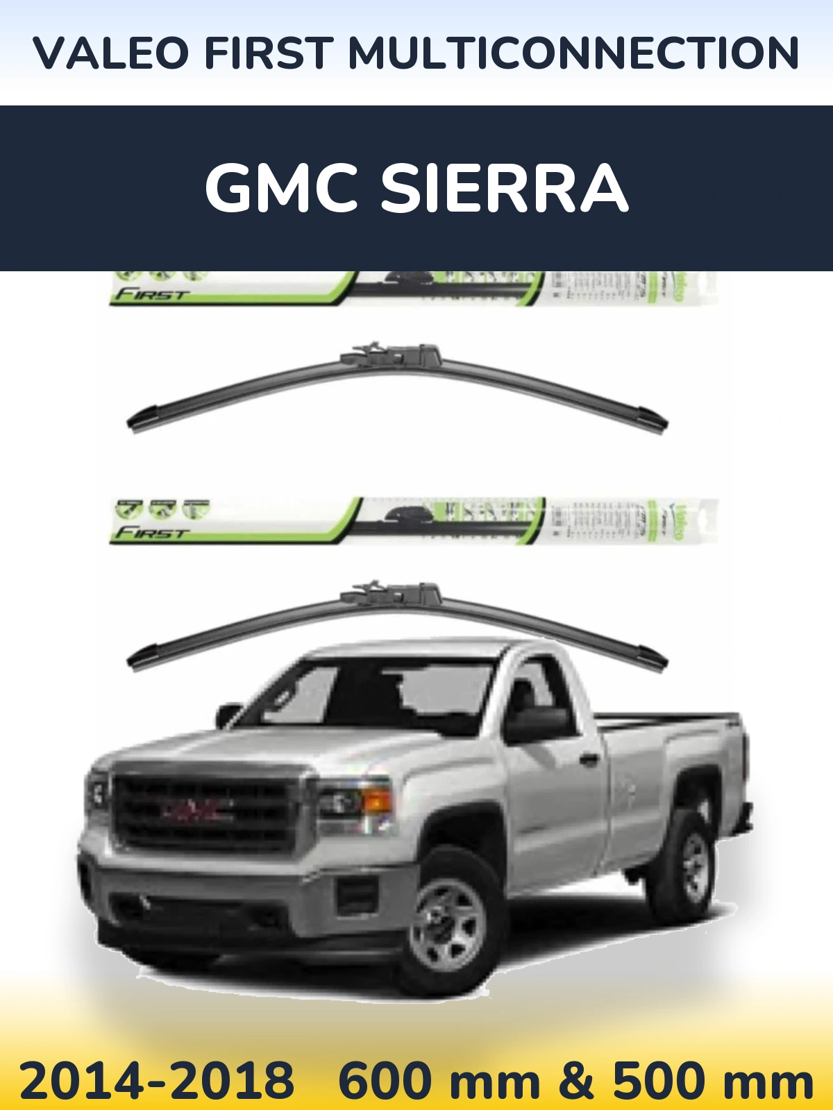 Sada předních stěračů Valeo First MultiConnection 600 a 500 mm pro GMC Sierra 2014-2018
