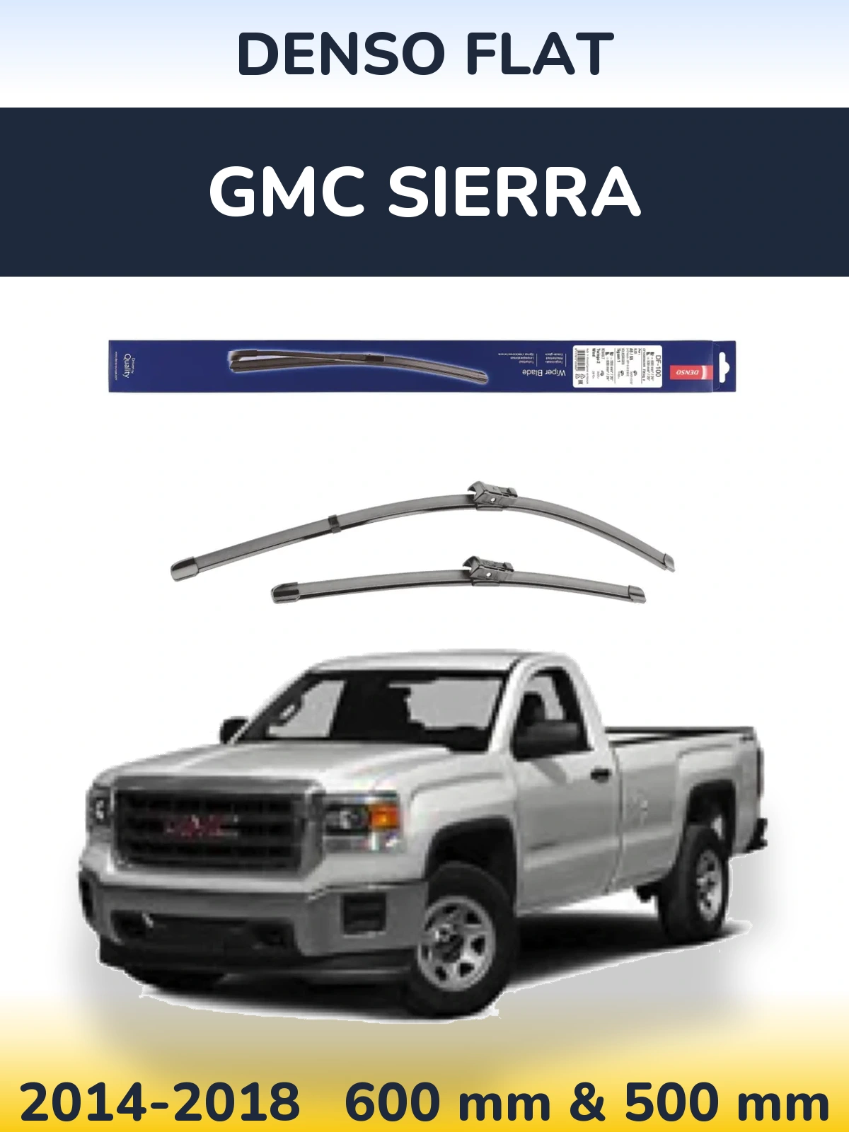 Sada předních stěračů Denso Flat 600 a 500 mm pro GMC Sierra 2014-2018