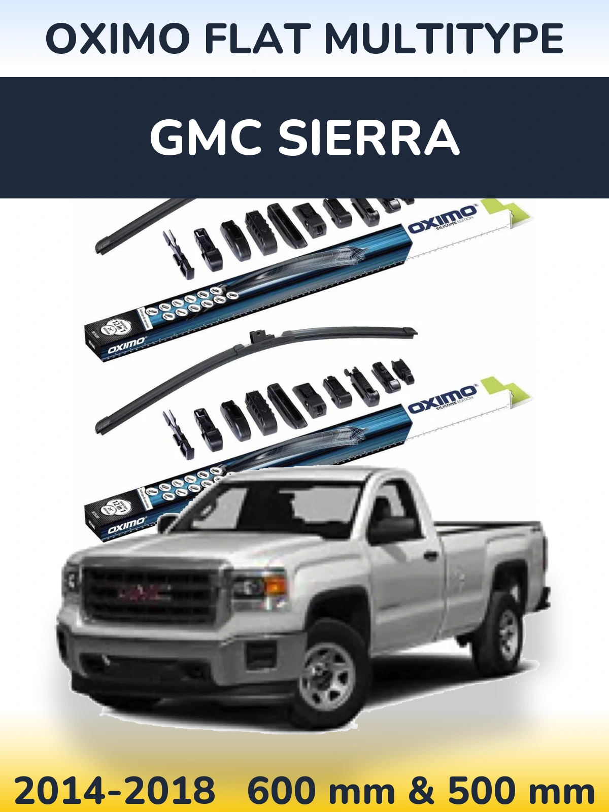 Sada předních stěračů Oximo Flat MultiType 600 a 500 mm pro GMC Sierra 2014-2018