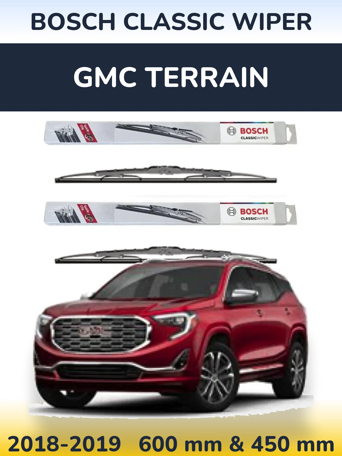 Комплект передніх щіток BOSCH Classic Wiper 600 & 450 мм для GMC Terrain 2018-2019