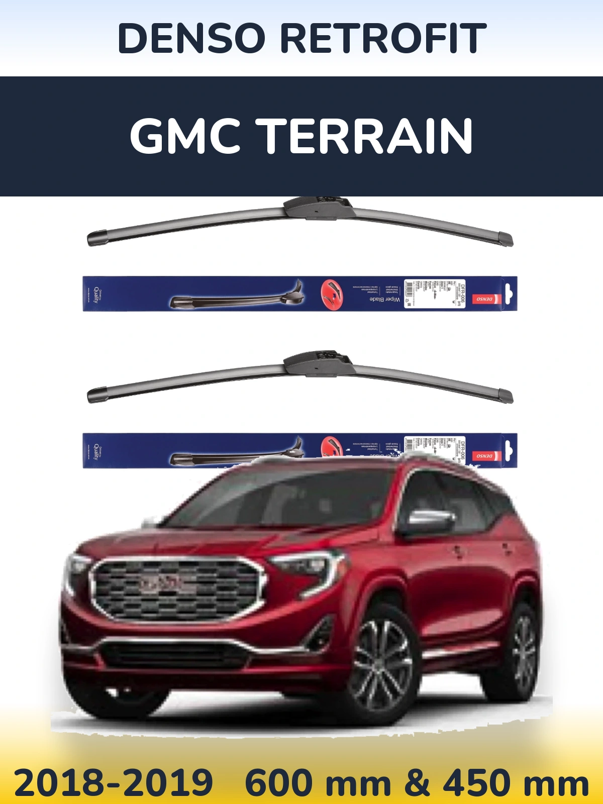 Sada předních stěračů Denso Retrofit 600 a 450 mm pro GMC Terrain 2018-2019