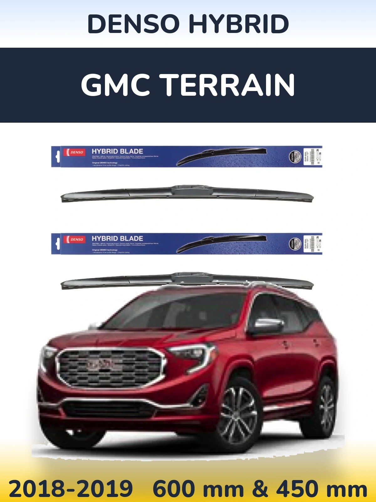 Sada předních stěračů Denso Hybrid 600 a 450 mm pro GMC Terrain 2018-2019
