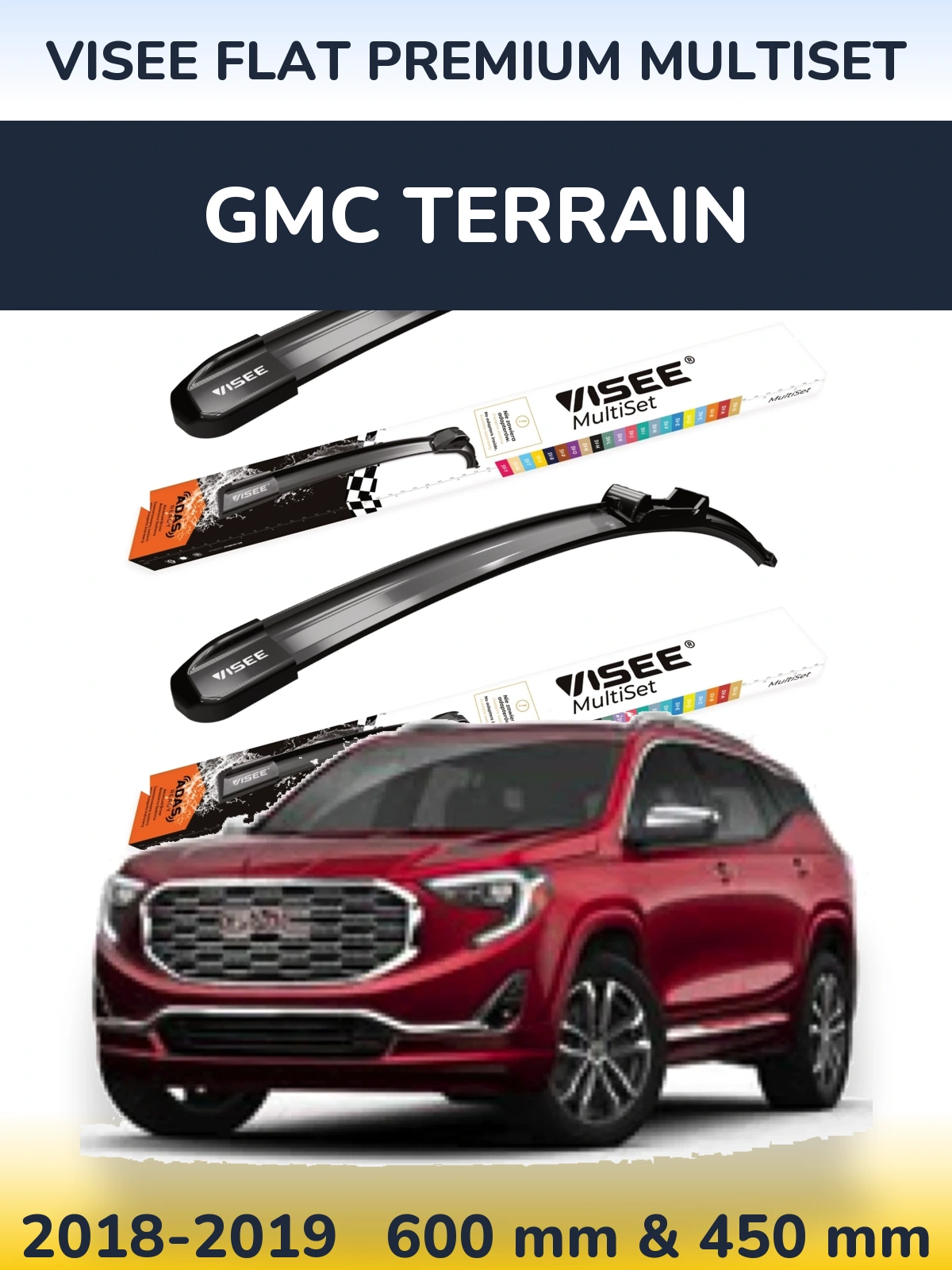Sada předních stěračů VISEE FLAT PREMIUM MultiSet 600 a 450 mm pro GMC Terrain 2018-2019
