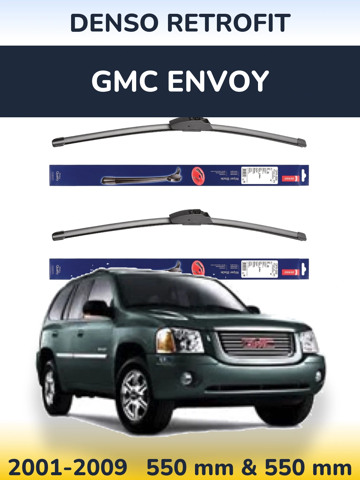 Sada předních stěračů Denso Retrofit 550 a 550 mm pro GMC Envoy 2001-2009