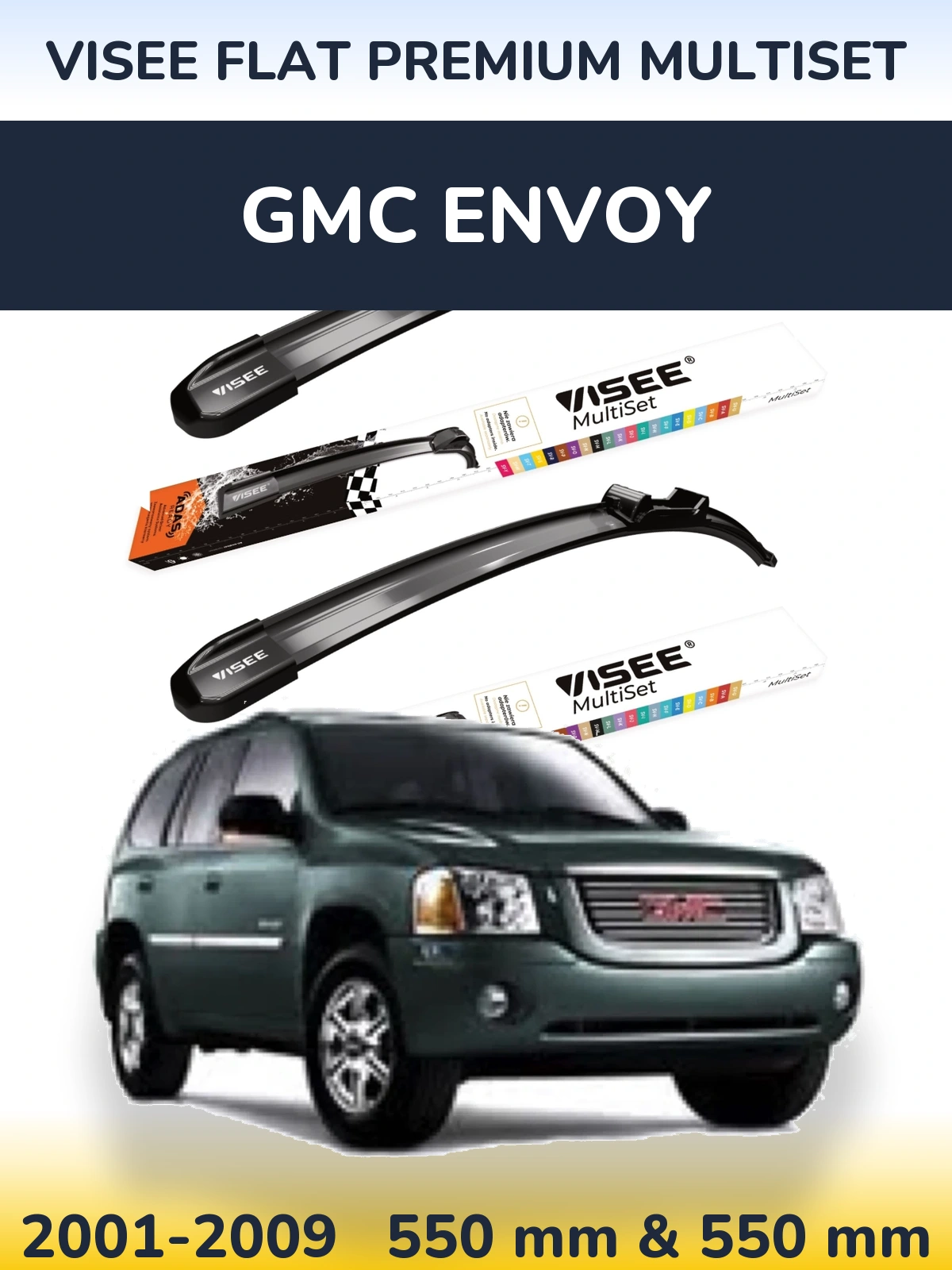 Sada předních stěračů VISEE FLAT PREMIUM MultiSet 550 a 550 mm pro GMC Envoy 2001-2009