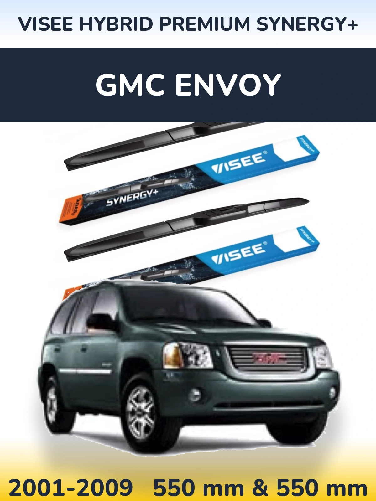 Sada předních stěračů VISEE HYBRID PREMIUM SYNERGY+ 550 a 550 mm pro GMC Envoy 2001-2009