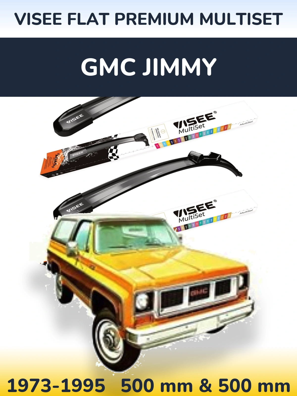 Sada předních stěračů VISEE FLAT PREMIUM MultiSet 500 a 500 mm pro GMC Jimmy 1973-1995