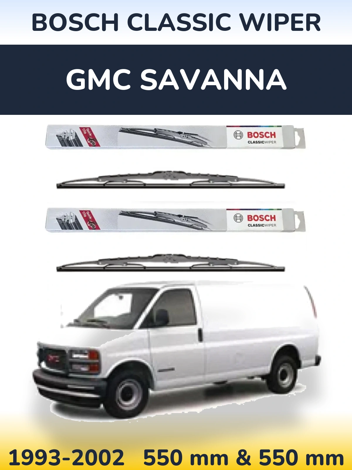 Sada předních stěračů BOSCH Classic Wiper 550 a 550 mm pro GMC Savanna 1993-2002