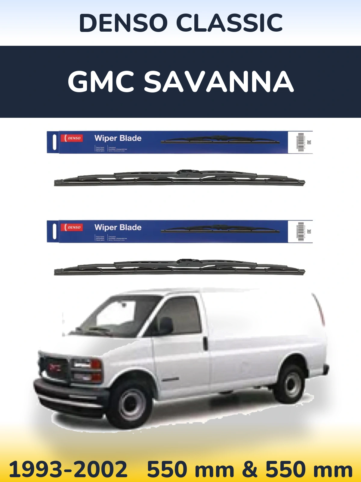 Sada předních stěračů Denso Classic 550 a 550 mm pro GMC Savanna 1993-2002